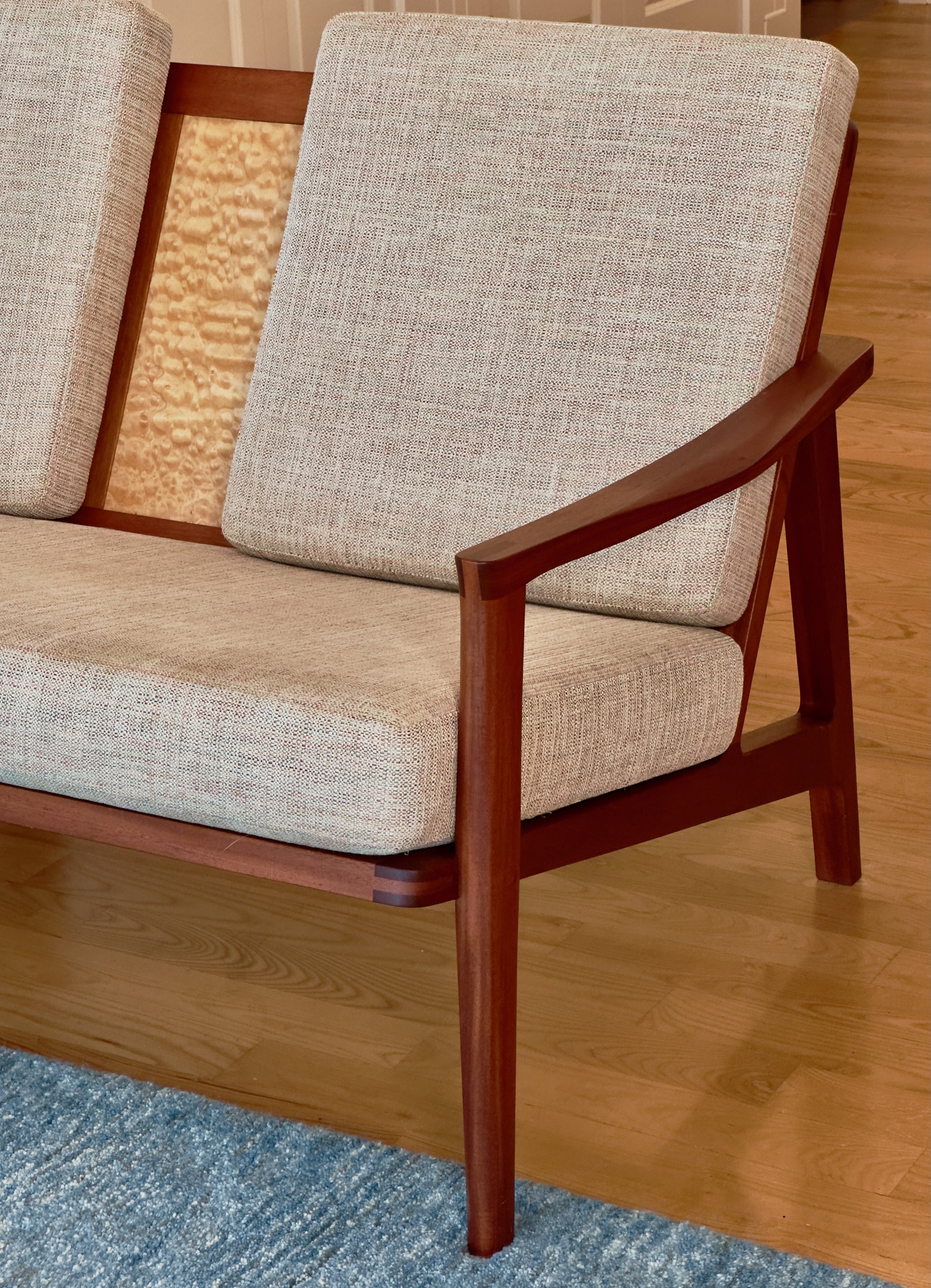 Mahogany Settees with Quilted Maple Accents