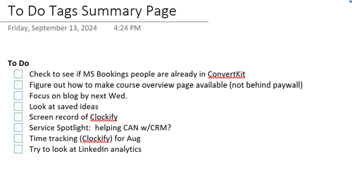 Using Tagging in Microsoft OneNote — Arranging Time