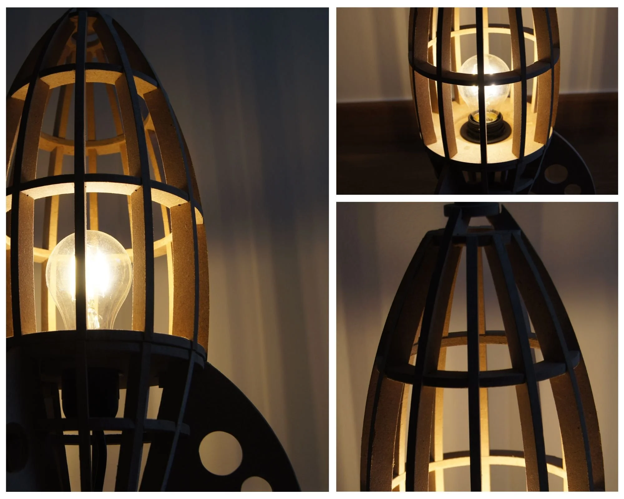 Staande lamp in de vorm van een raket.