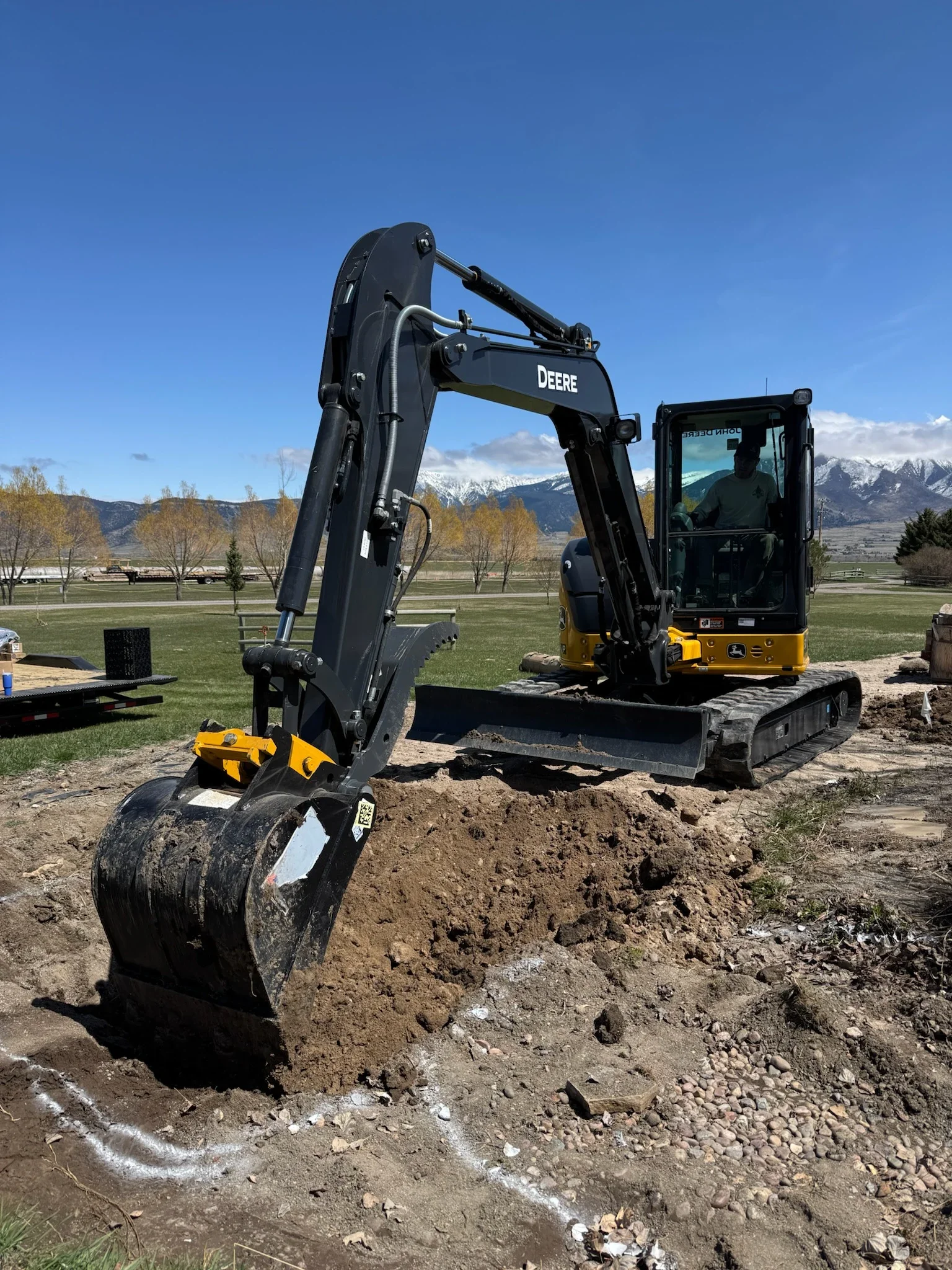 Excavation service for a water feature installation in Montana.