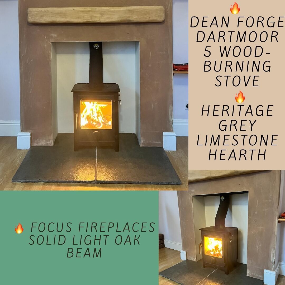 A very popular style with our customers - coupling the traditional design of the @deanforge_ltd Dartmoor 5 with a rustic edged limestone hearth and finished perfectly with a solid oak beam from @focus_fireplaces 👌
#cosy #country #countryliving #rura