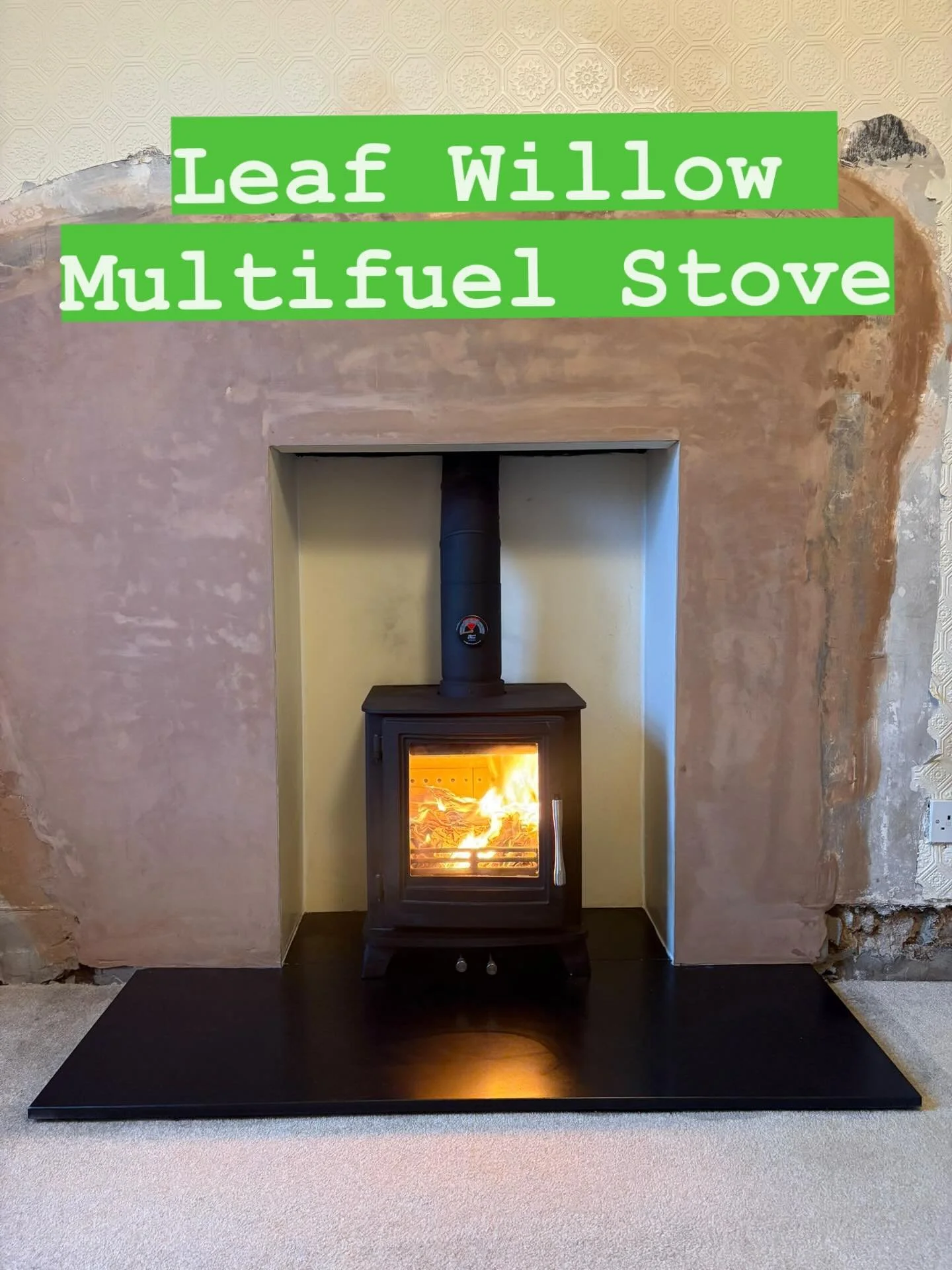 One of this weeks installs was an ex display Leaf Willow Multifuel Stove. Available in several sizes, offering a Multifuel contemporary cylinder stove, having a choice of gas stoves and running a scrappage scheme where you trade in an old stove all a