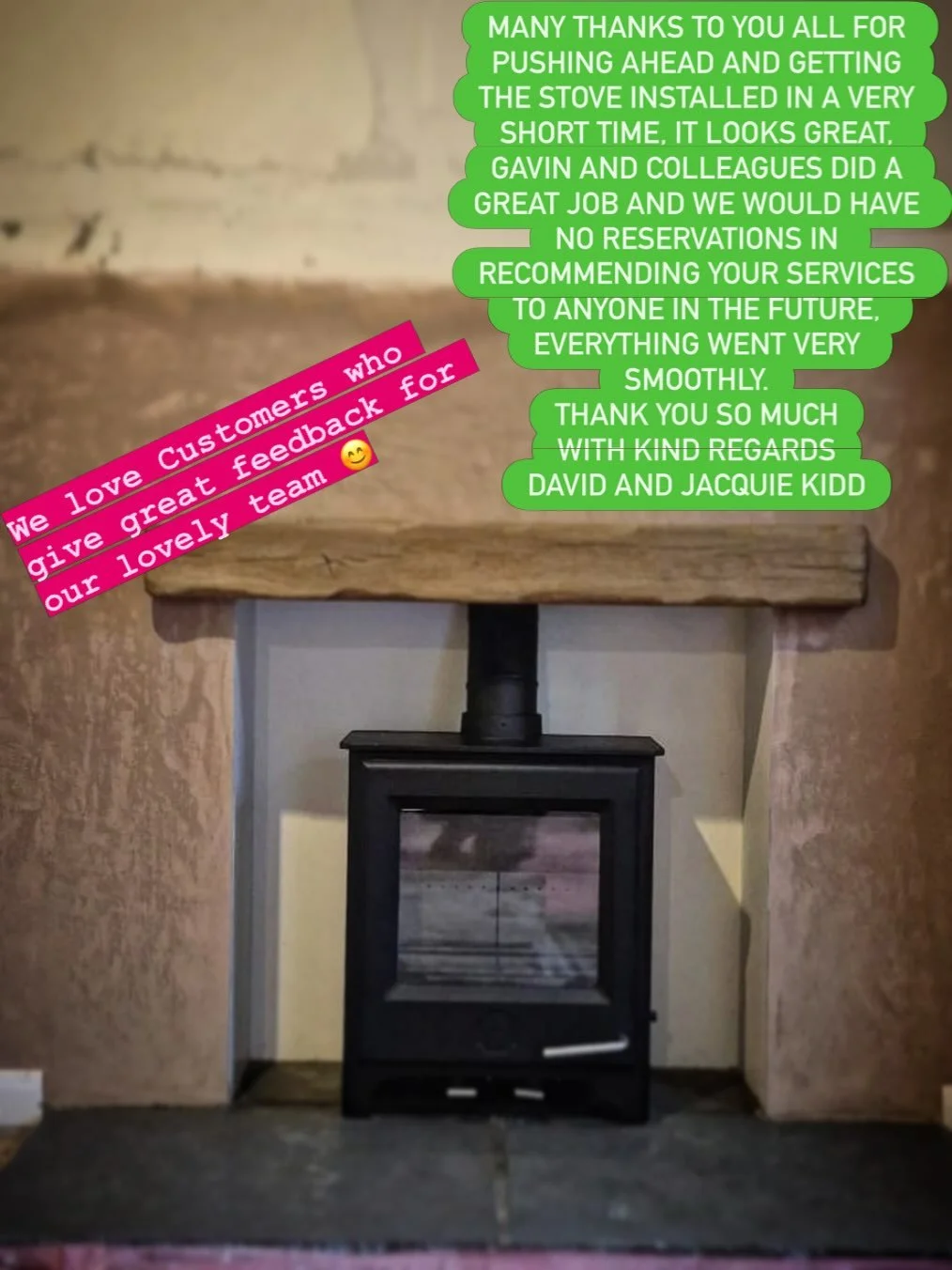 We love to see well deserved great feedback for our lovely team! Thank you for choosing Hearth &amp; Home and glad you love the outcome 🔥 if you&rsquo;d like to discuss your own installation, call in for a no obligation chat. We are open Tues-Fri 9a