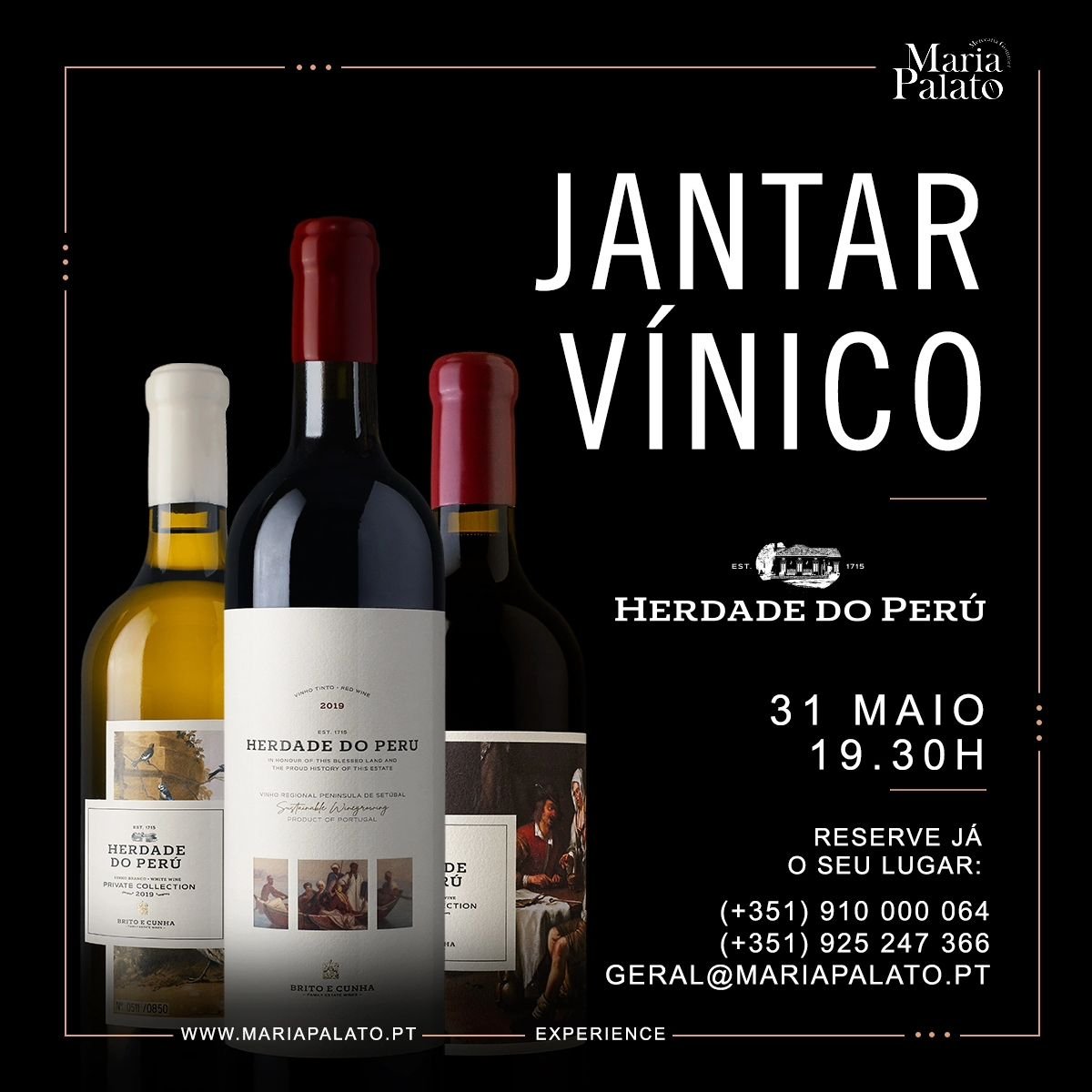 &Eacute; j&aacute; dia 31 de Maio que teremos o gosto de vos apresentar os vinhos da @herdadedoperu ! 
Reserve j&aacute;o seu lugar! 
#portuguesewines #portuguesestore #portugal #vinho #tourism #turismo #turismoemportugal #friendsandwine #friends #wi