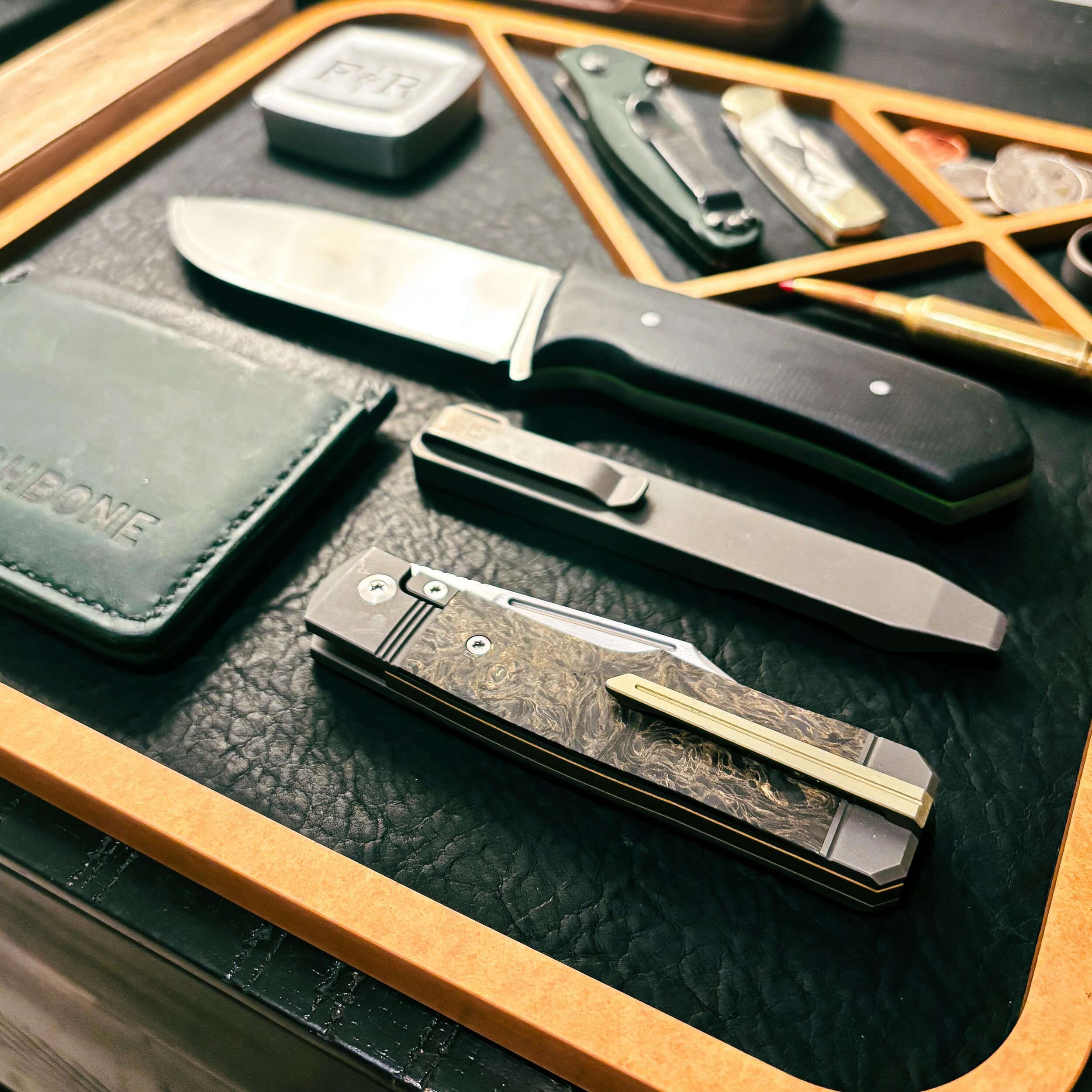 The hold out was worth it. Stoked to finally have this stunner in the rotation. #edc #edcgear #edccommunity #valettray #mensvalet #leathervalet