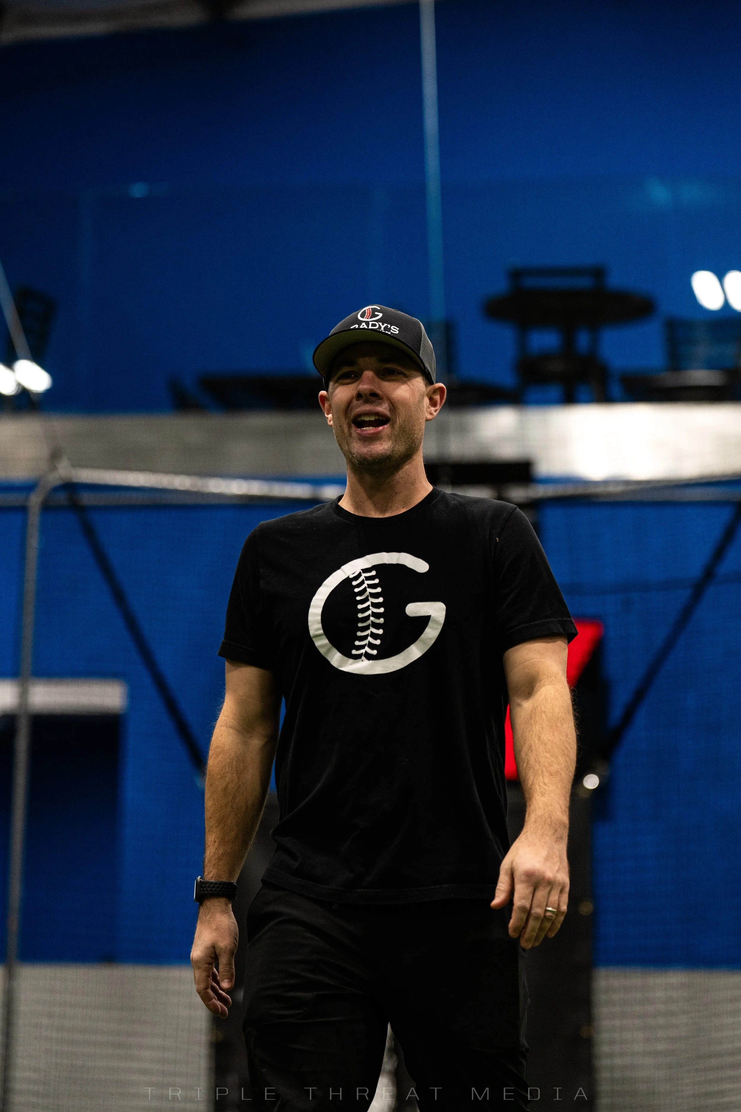 Grady's Pitching School coach leading a VIP off-season pitching session at Velocity Sports