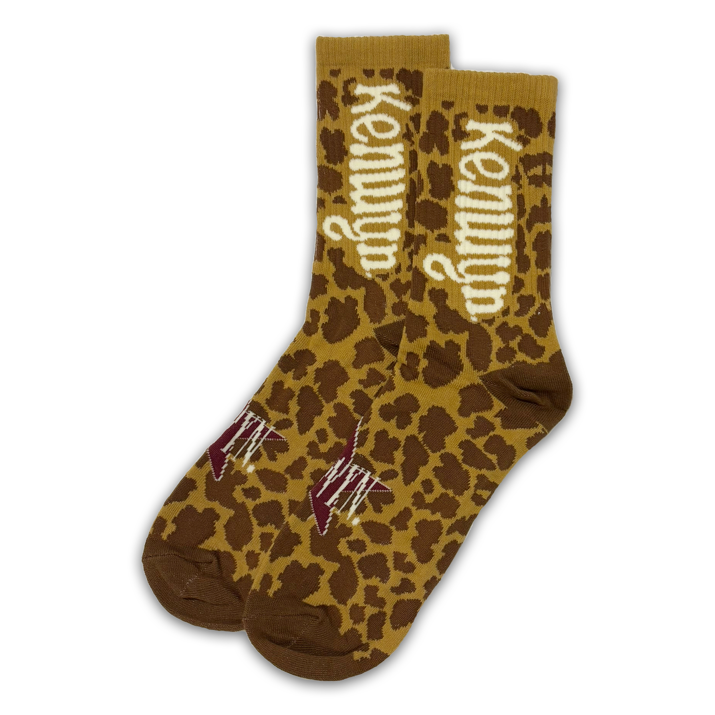 KENWYN SOCKS (LEOPARD/BURGUNDY)