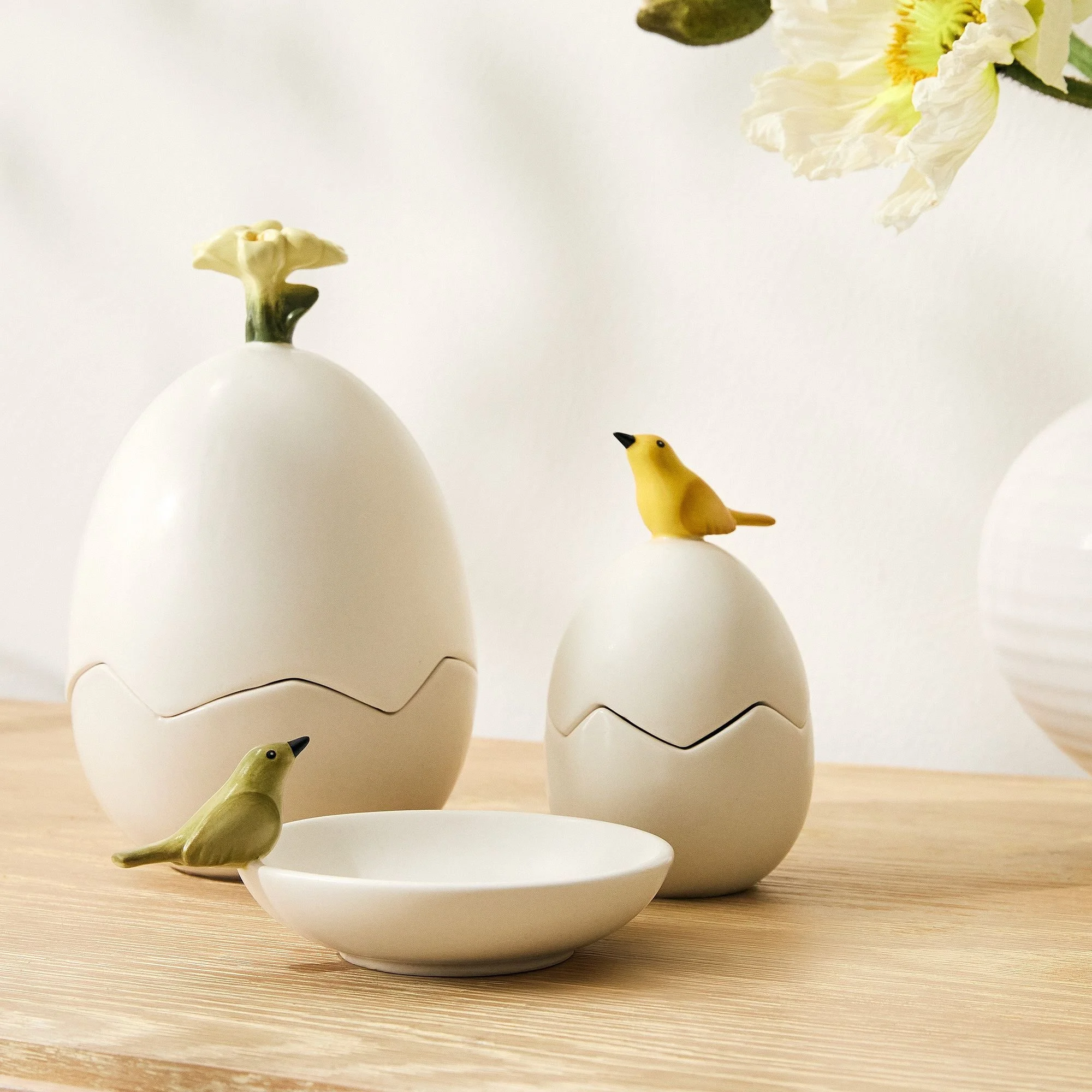 Ceramic Lidded Boxes and Ring Dish