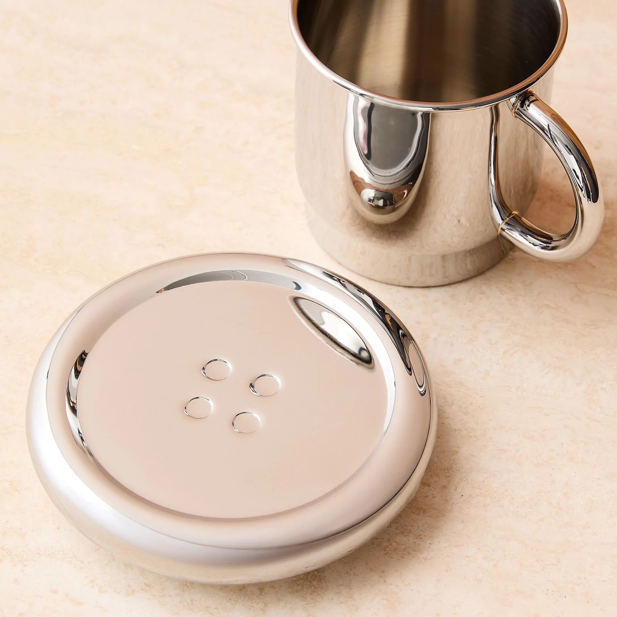 Stainless Steel Button Saucer