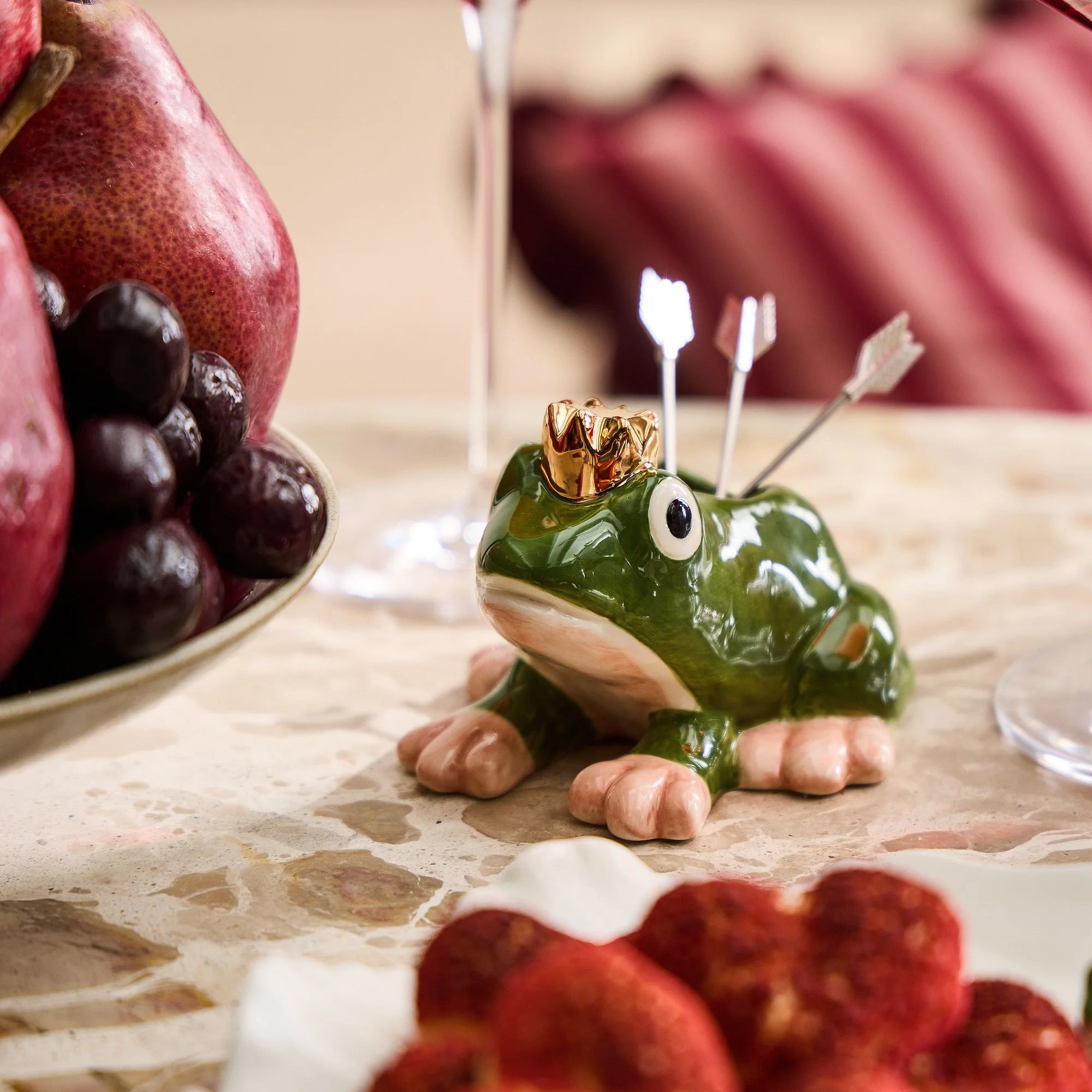 Stoneware Bud Vase Styled with Cocktail Picks