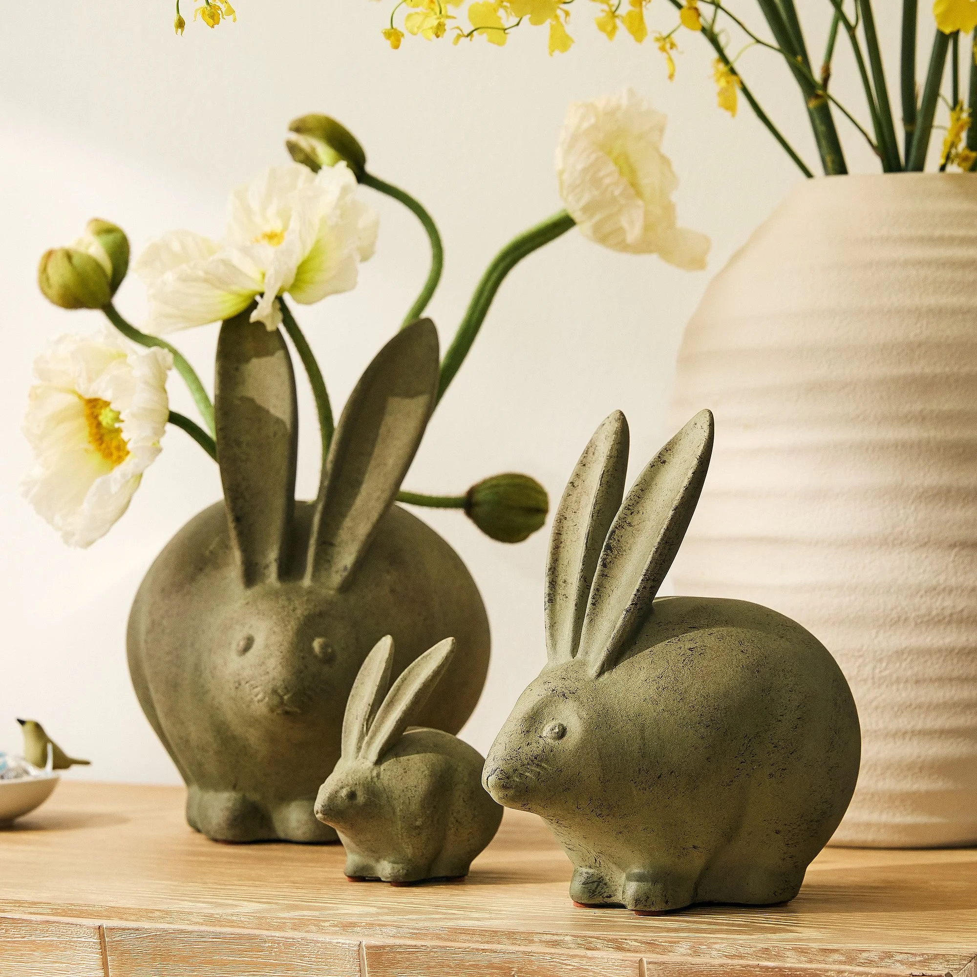 Ceramic Bunny Objects and Vase