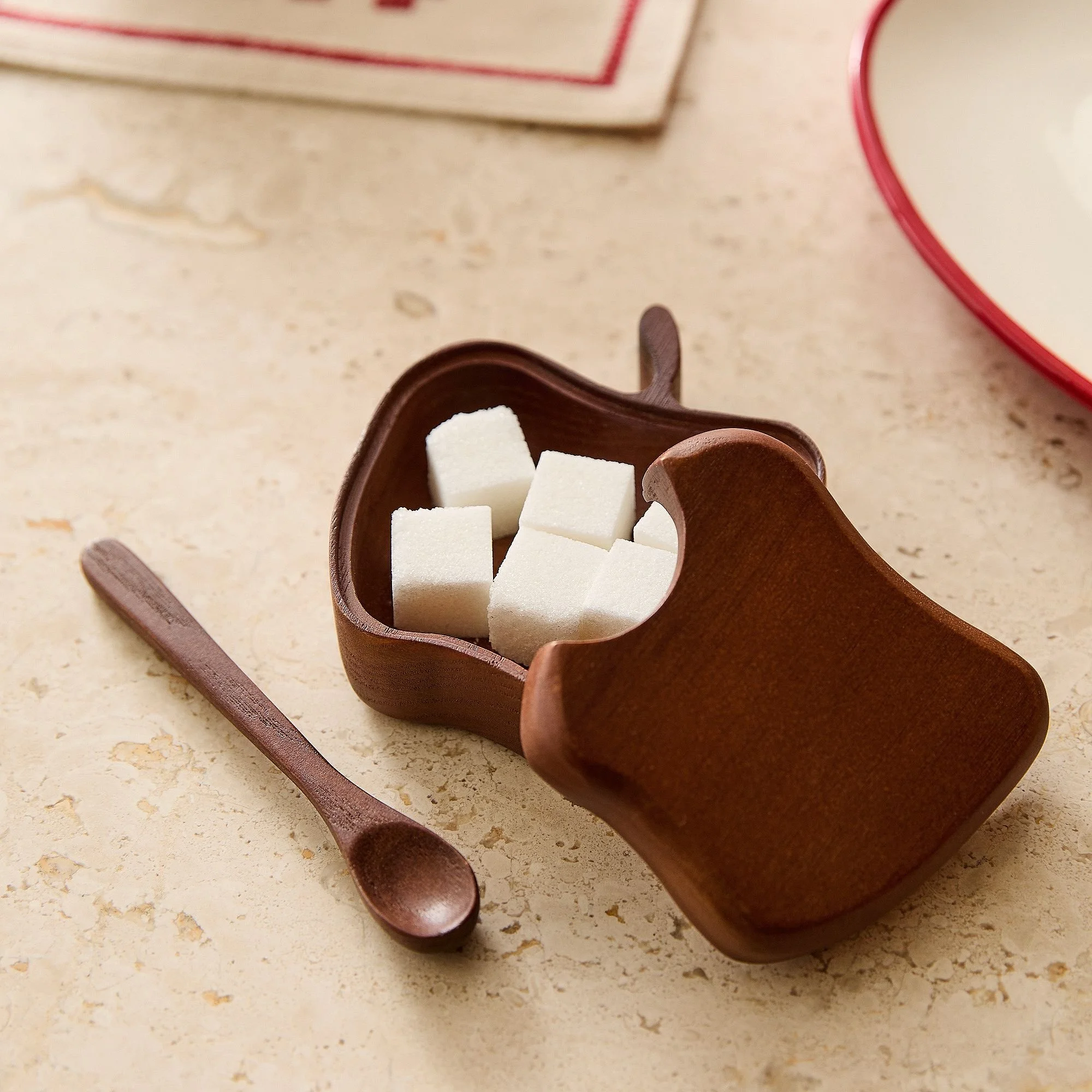 Carved Wood Apple Salt Cellar