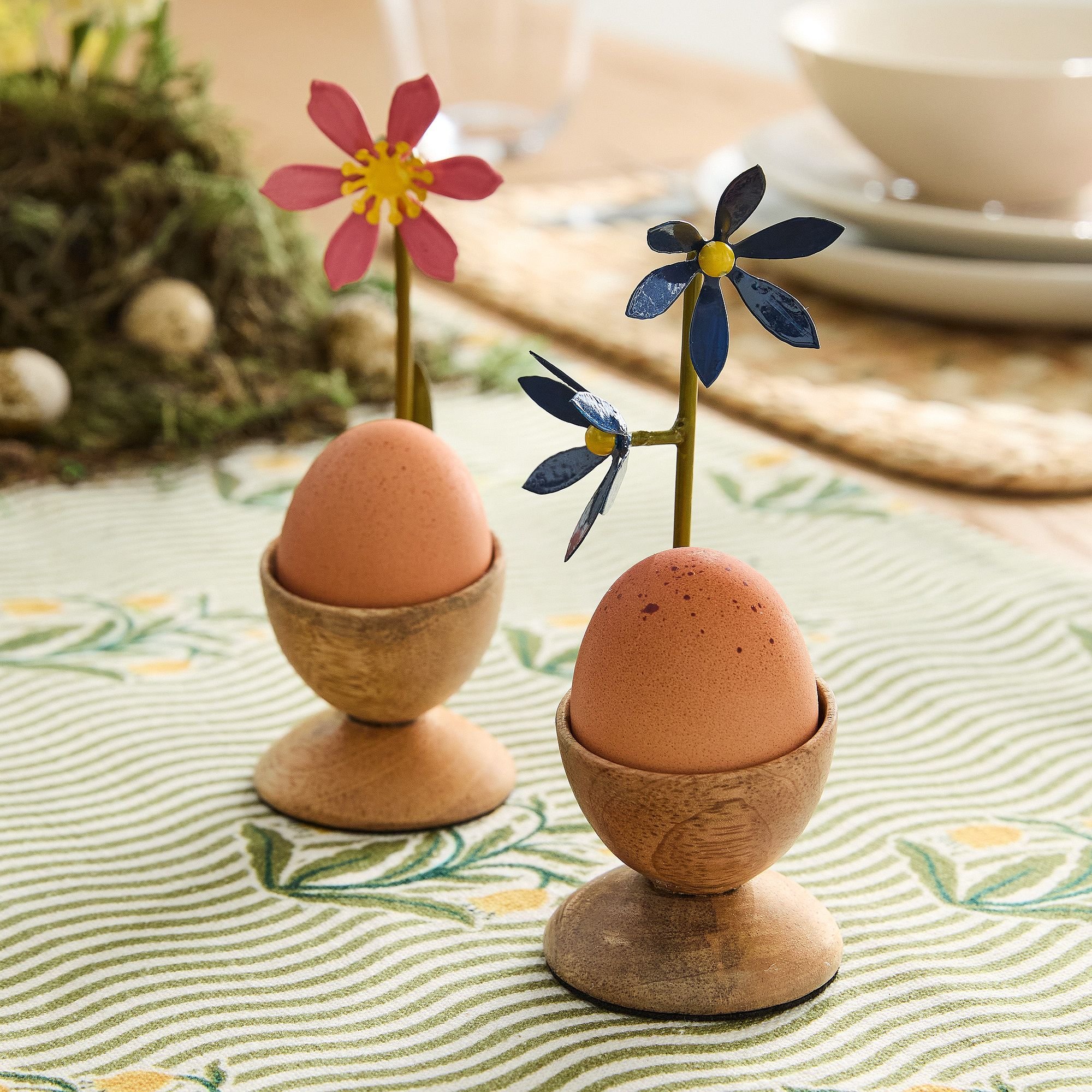 Wooden Floral Egg Cups