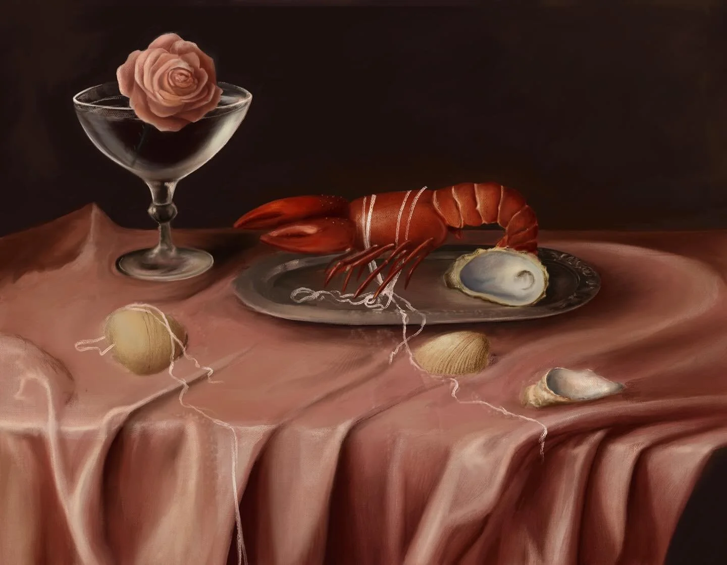 When I can&rsquo;t bring mineral spirits and tubes of oil paint with me, digital paint will have to do. I wish I wasn&rsquo;t such a snob about only hanging original art in my home because I love this still life I created so much. Someone bully me in