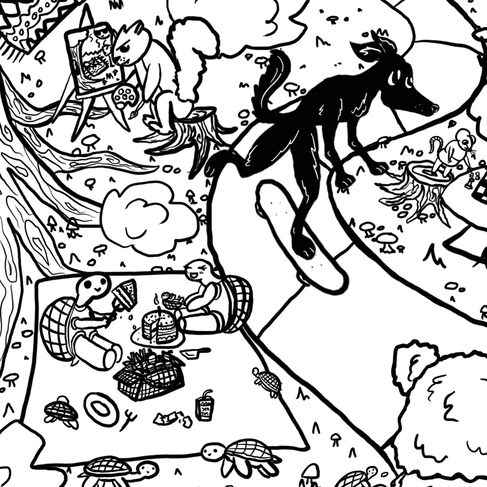 Tiny Park Colouring Page Digital Download