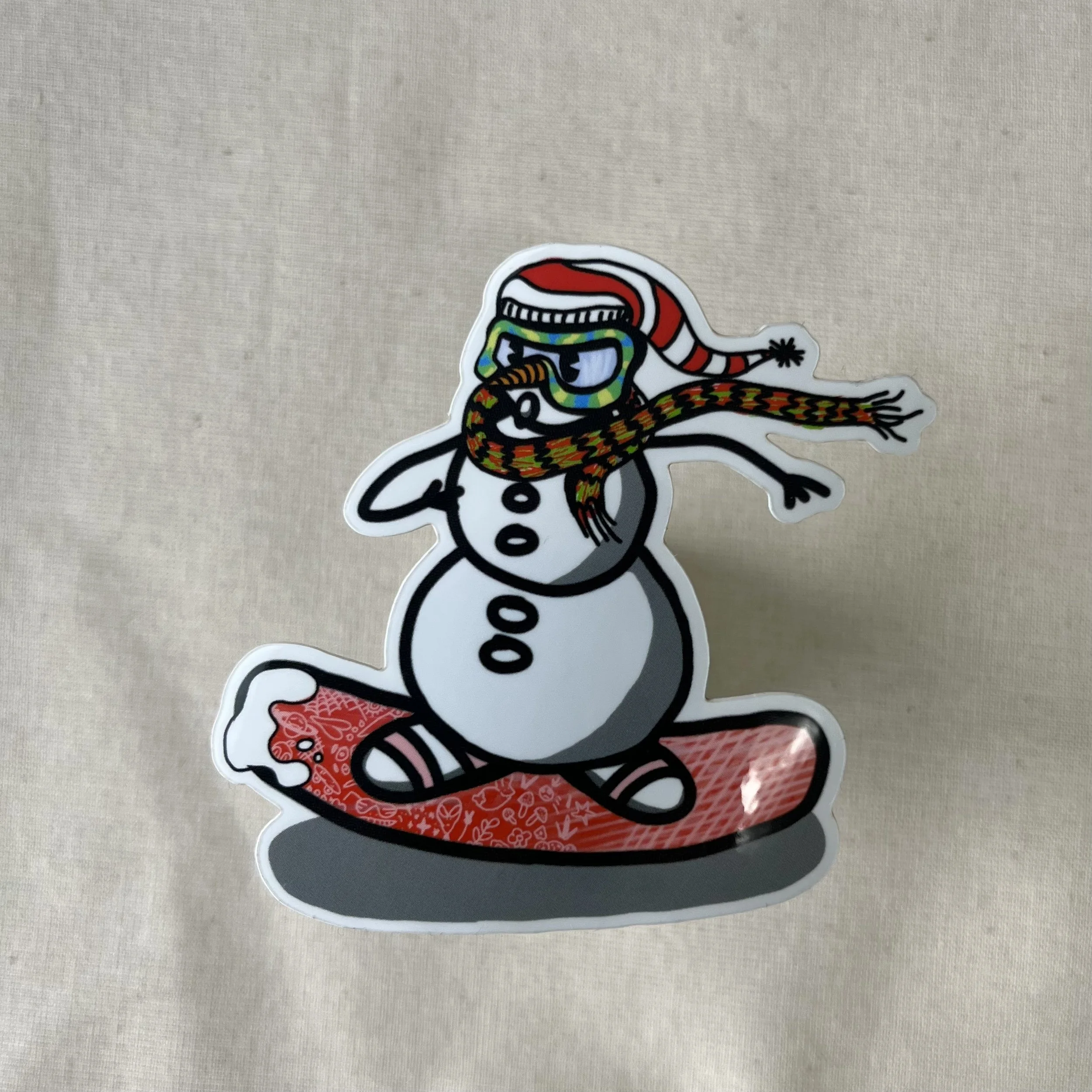 Snowboarding Snowman Sticker