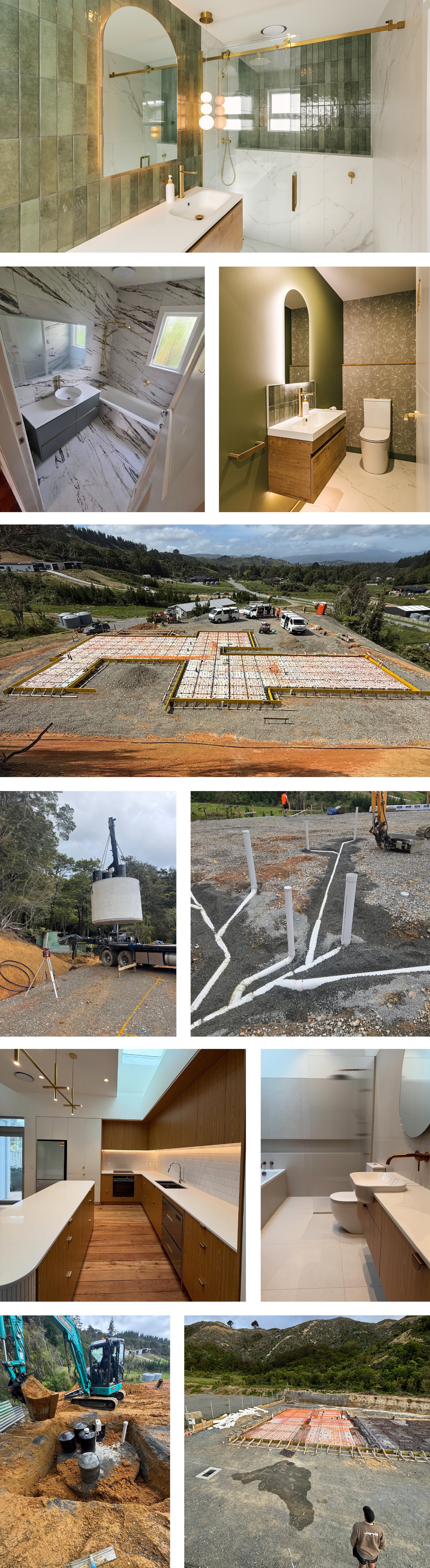 Photo collage of Jarvis' plumbing, gasworks, and drainlaying work – Jarvis is known for high-end bathroom renovations, with the best quality materials and impeccable installation.