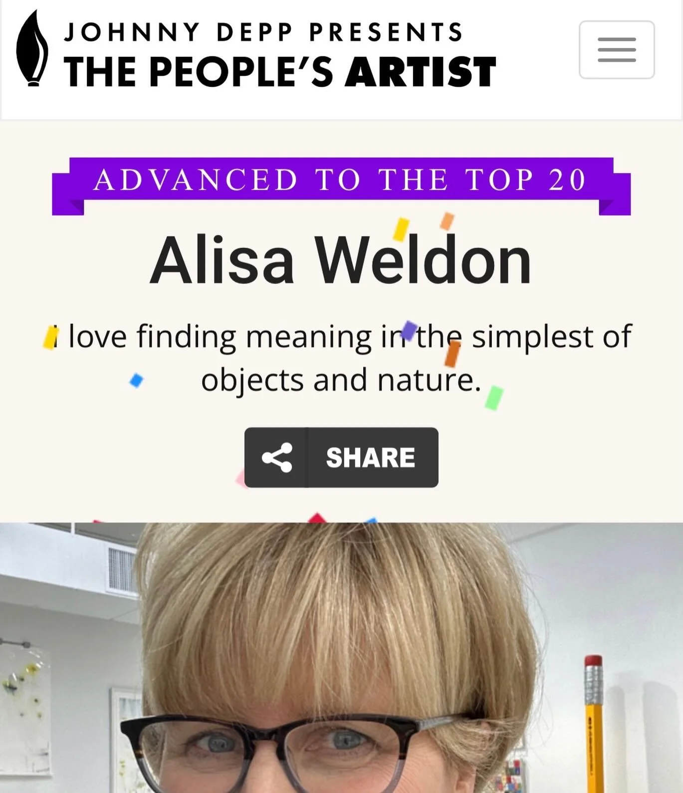 Y&rsquo;all&hellip;. THANK YOU! I advanced to the Top 20! Super excited and happy to receive this news today! Not sure what&rsquo;s next, but I&rsquo;ll keep you posted!!!! 🫶🏻✏️💛🤍🖤✏️🫶🏼 #peoplesartist2026 #lifedemandsbothends #johnnydepp #artfo