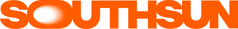 The word "SOUTH SUN" written in bold orange letters on a black background.