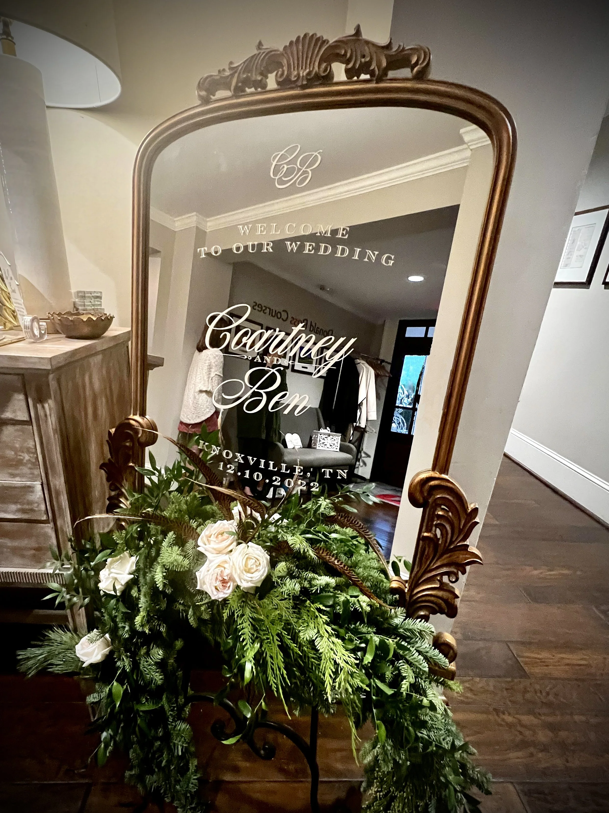 wedding welcome mirror vinyl sign signage 