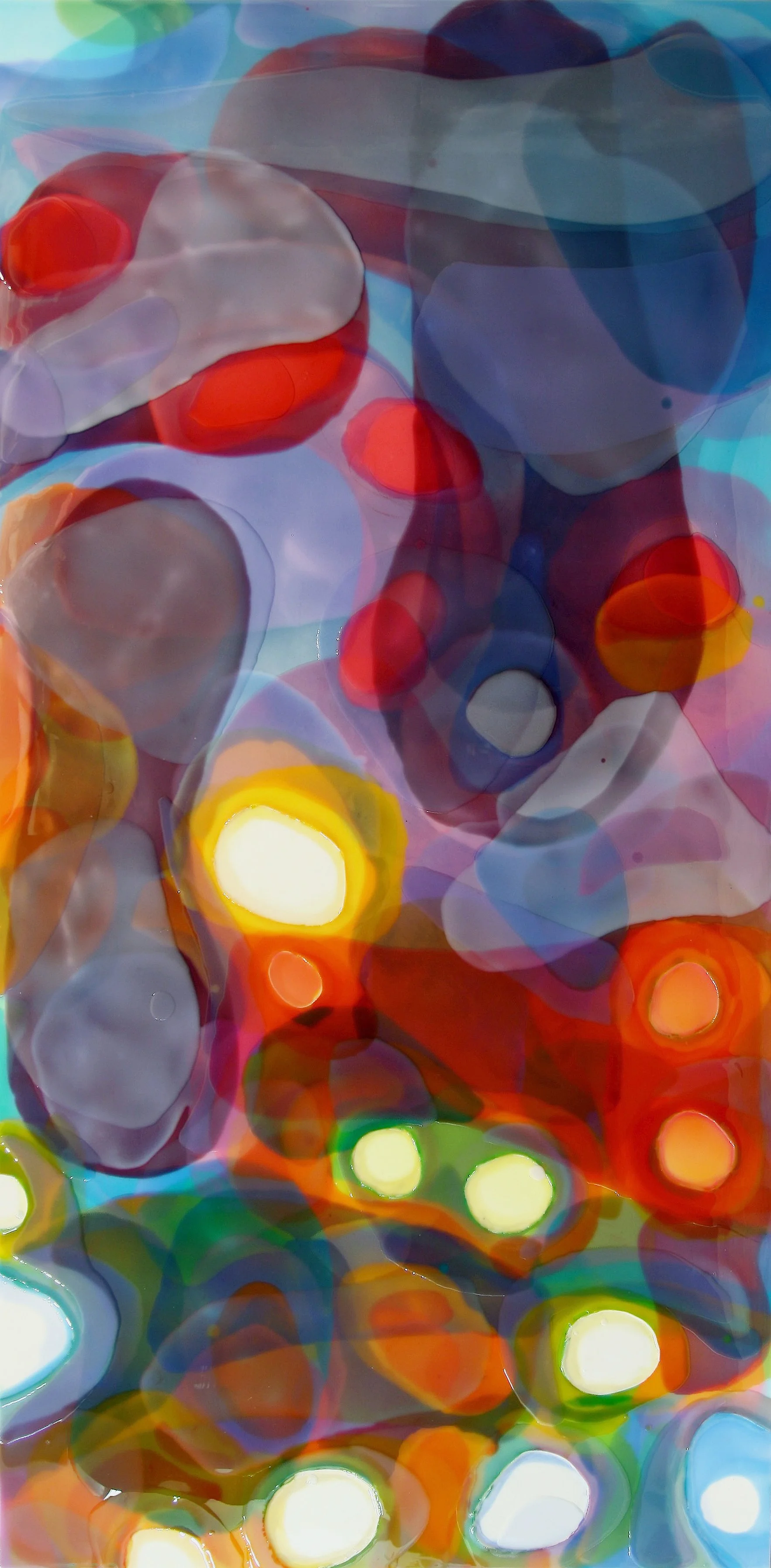 LIGHTS 2, Oil stick, oil paint, epoxy resin, on wood, 60 x 30", 2023 | Private Collection, Palm Dessert, CA