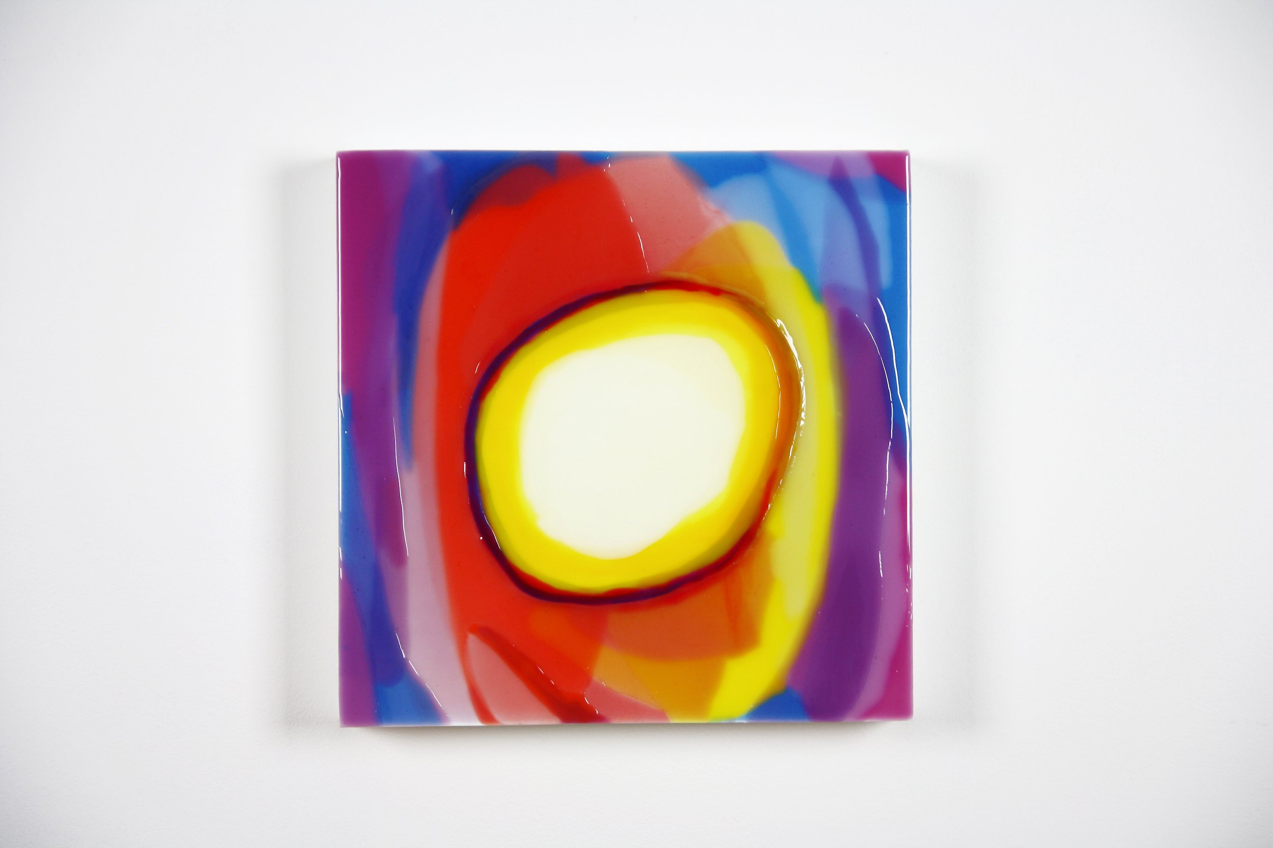 RADIANCE 2, Oil and epoxy resin, acrylic background on wood, 12 x 12 inches, 2025 
