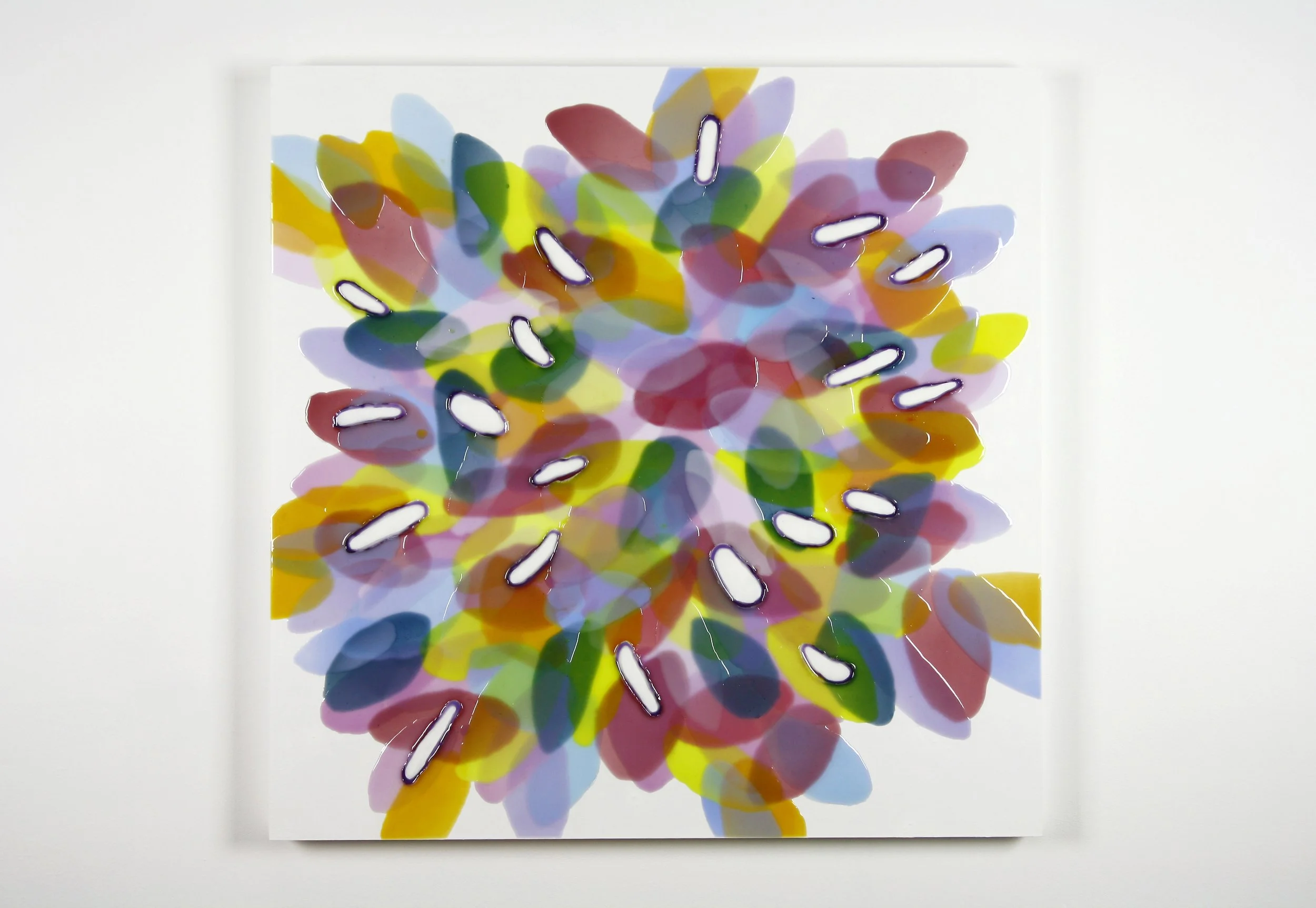 RELEASE, Oil and epoxy resin, acrylic background on wood, 30 x 30 inches, 2025 