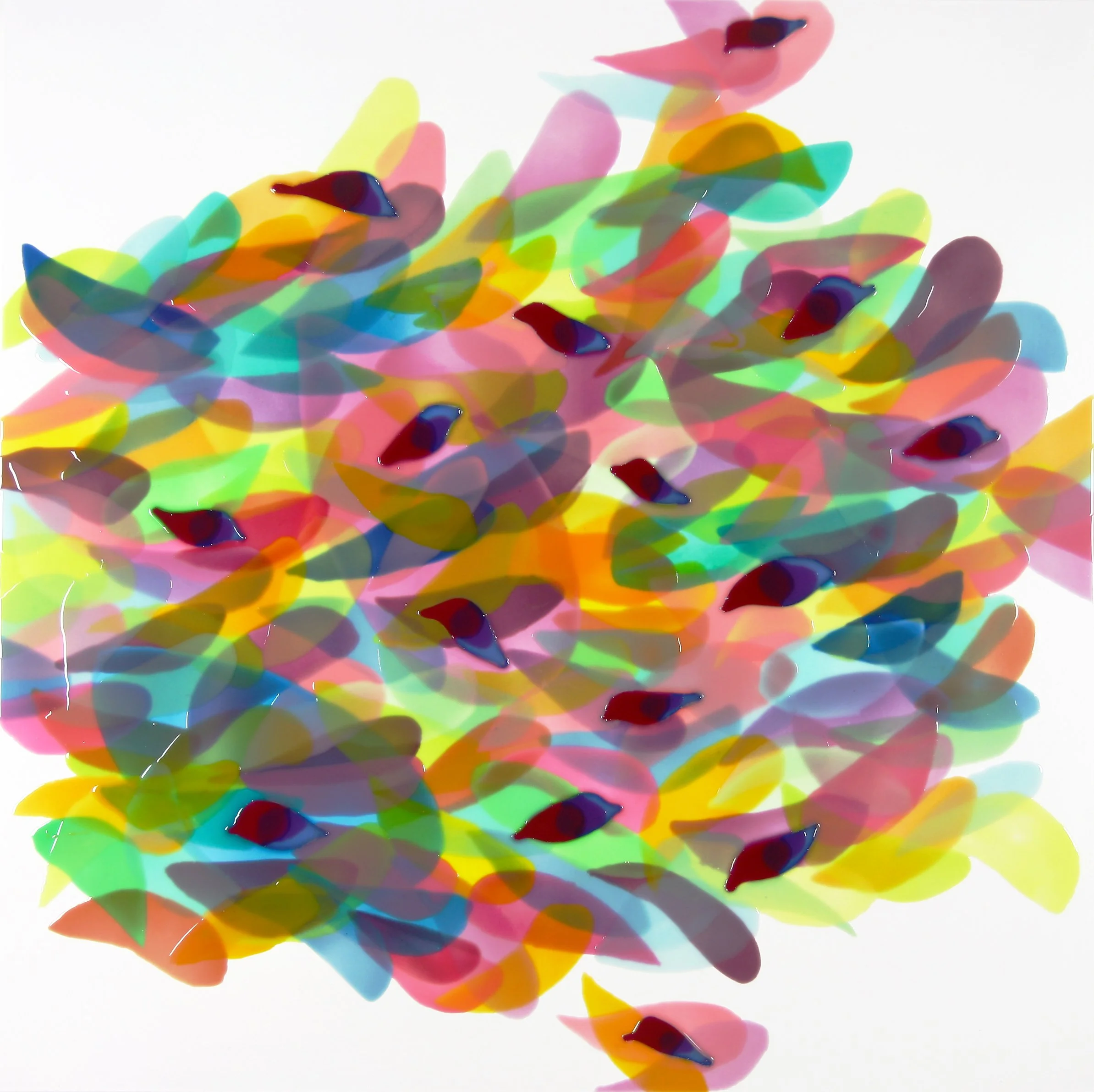 LITTLE BIRD, Oil and epoxy resin, acrylic background on wood, 36 x 36 inches, 2026 | Inquire at Forma Contemporary Art