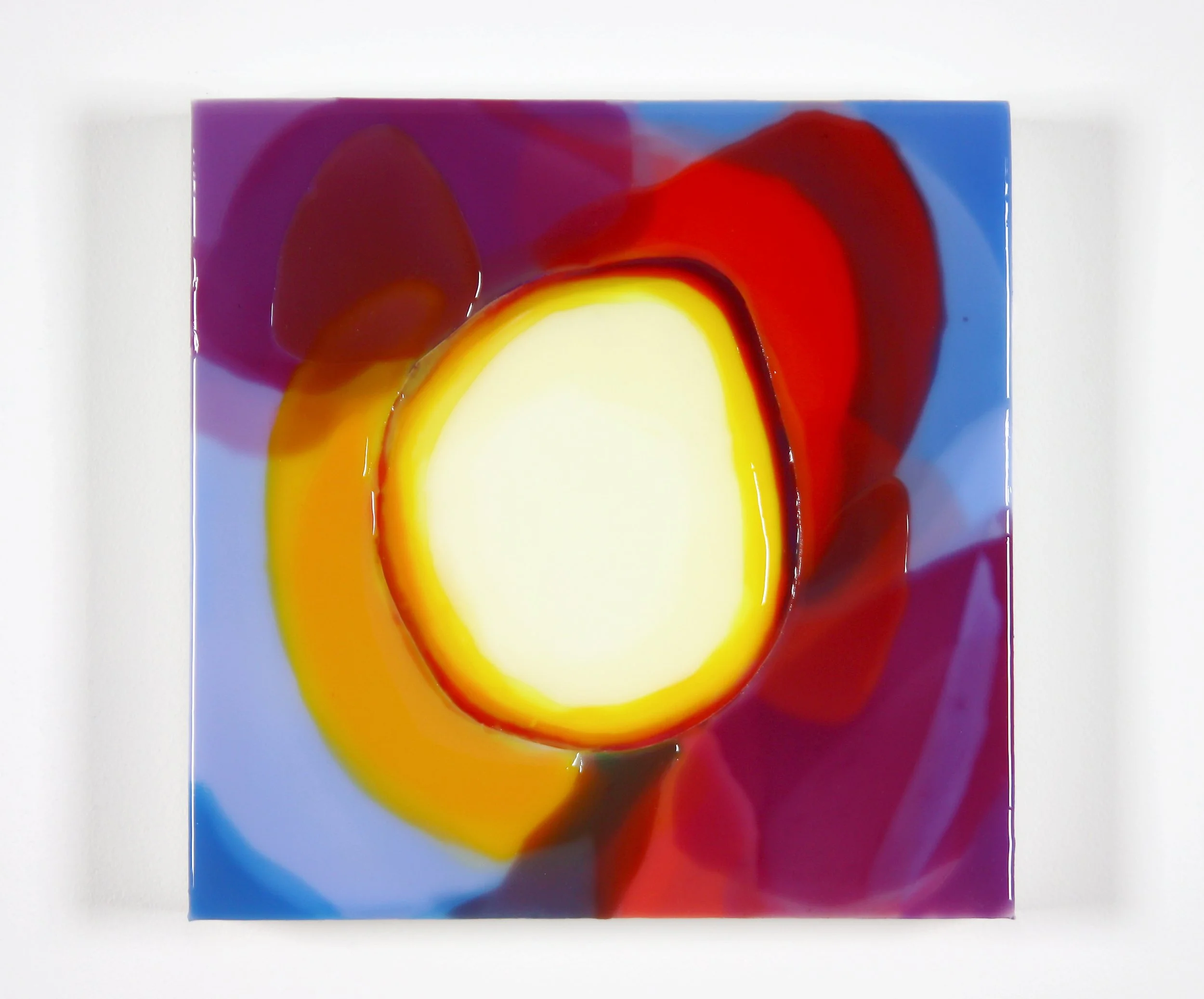 RADIANCE 1, Oil and epoxy resin, acrylic background on wood, 12 x 12 inches, 2025 