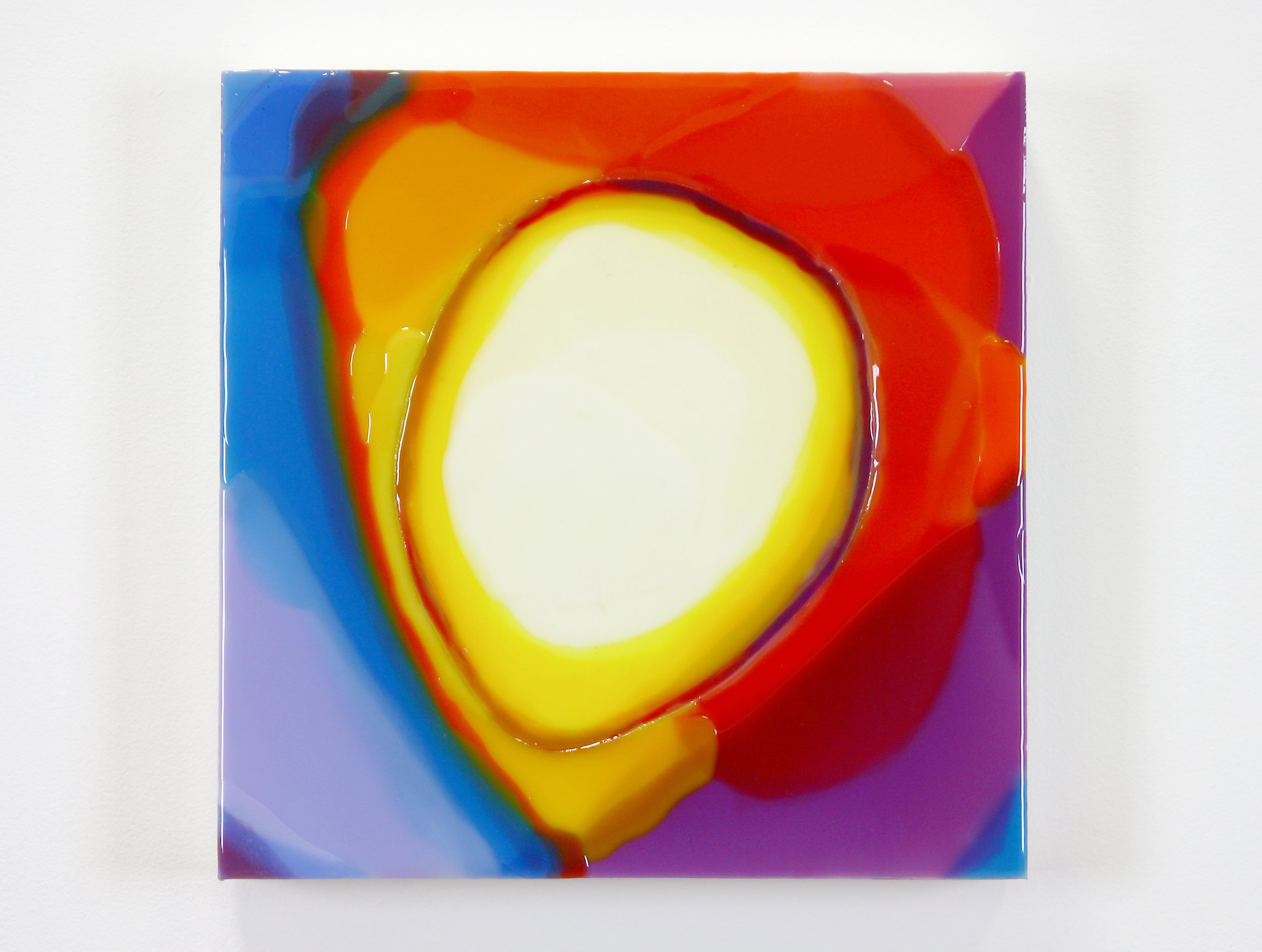 RADIANCE 4, Oil and epoxy resin, acrylic background on wood, 12 x 12 inches, 2025 