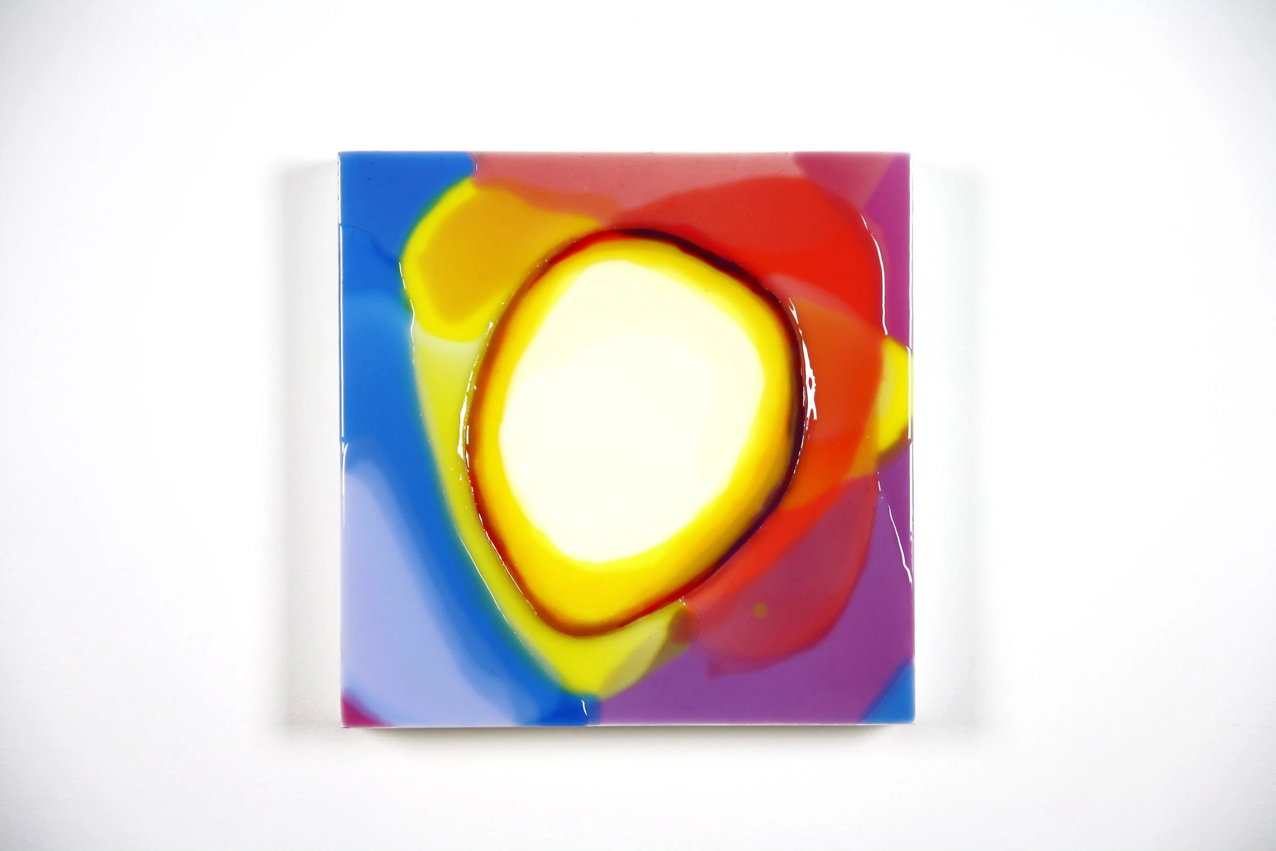 RADIANCE 4, Oil and epoxy resin, acrylic background on wood, 12 x 12 inches, 2025 