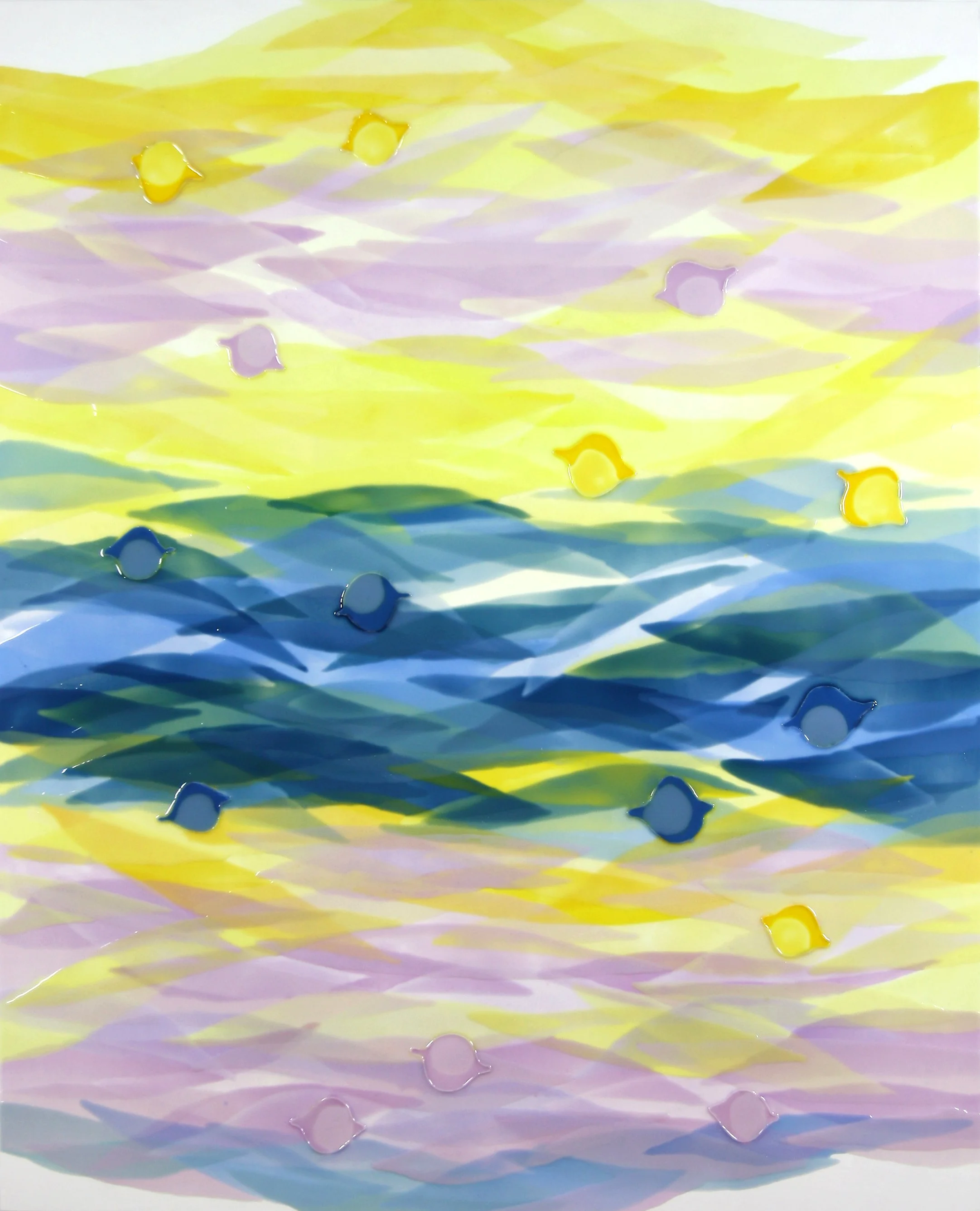 HARMONIC MOVEMENTS 2, Oil and epoxy resin, acrylic background on wood, 50 X 40 inches, 2026 | Available in Studio 