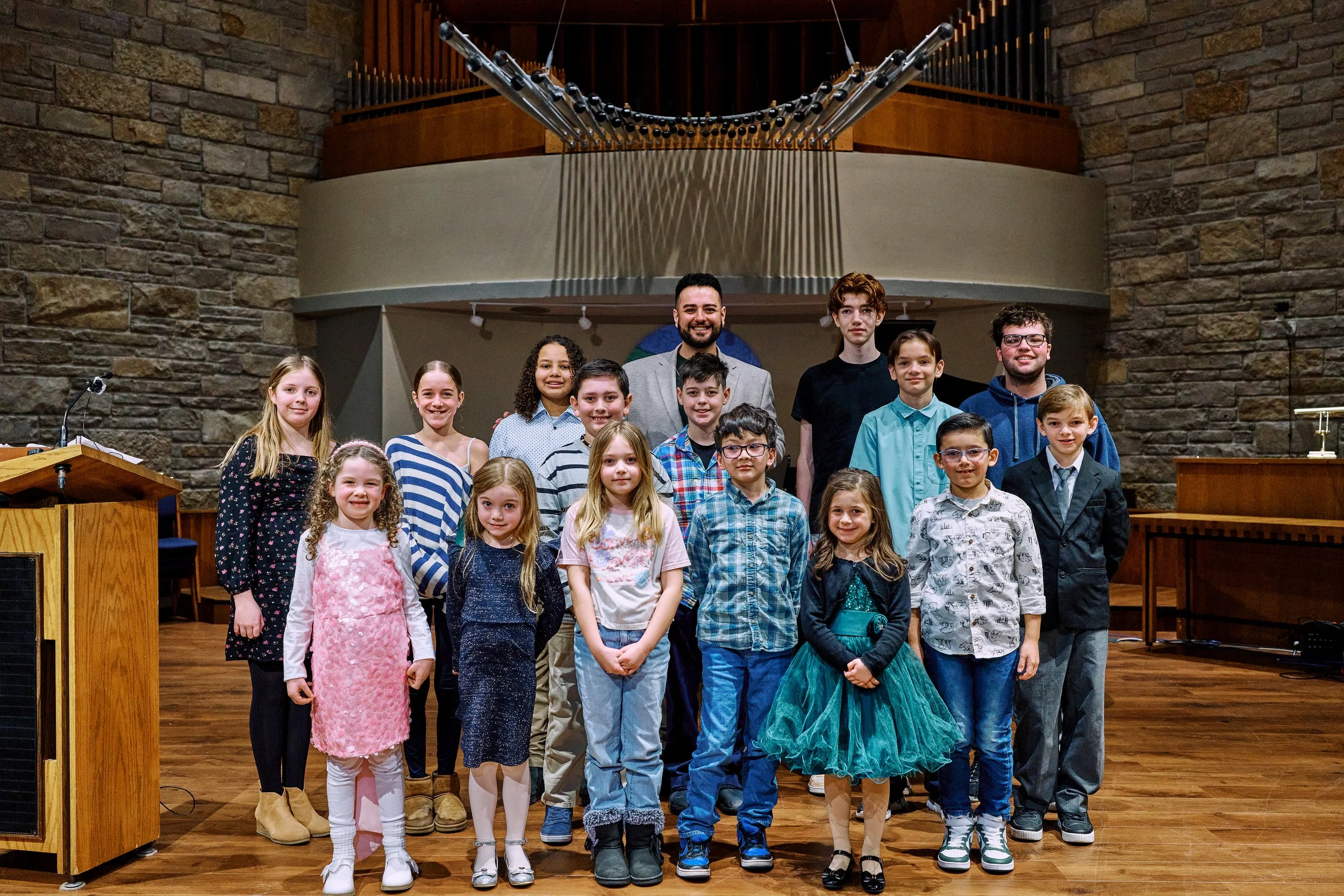 Soroush Naji and the students after 2026 Recital