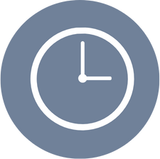 A white clock showing the time as 3:00 on a dark blue background.