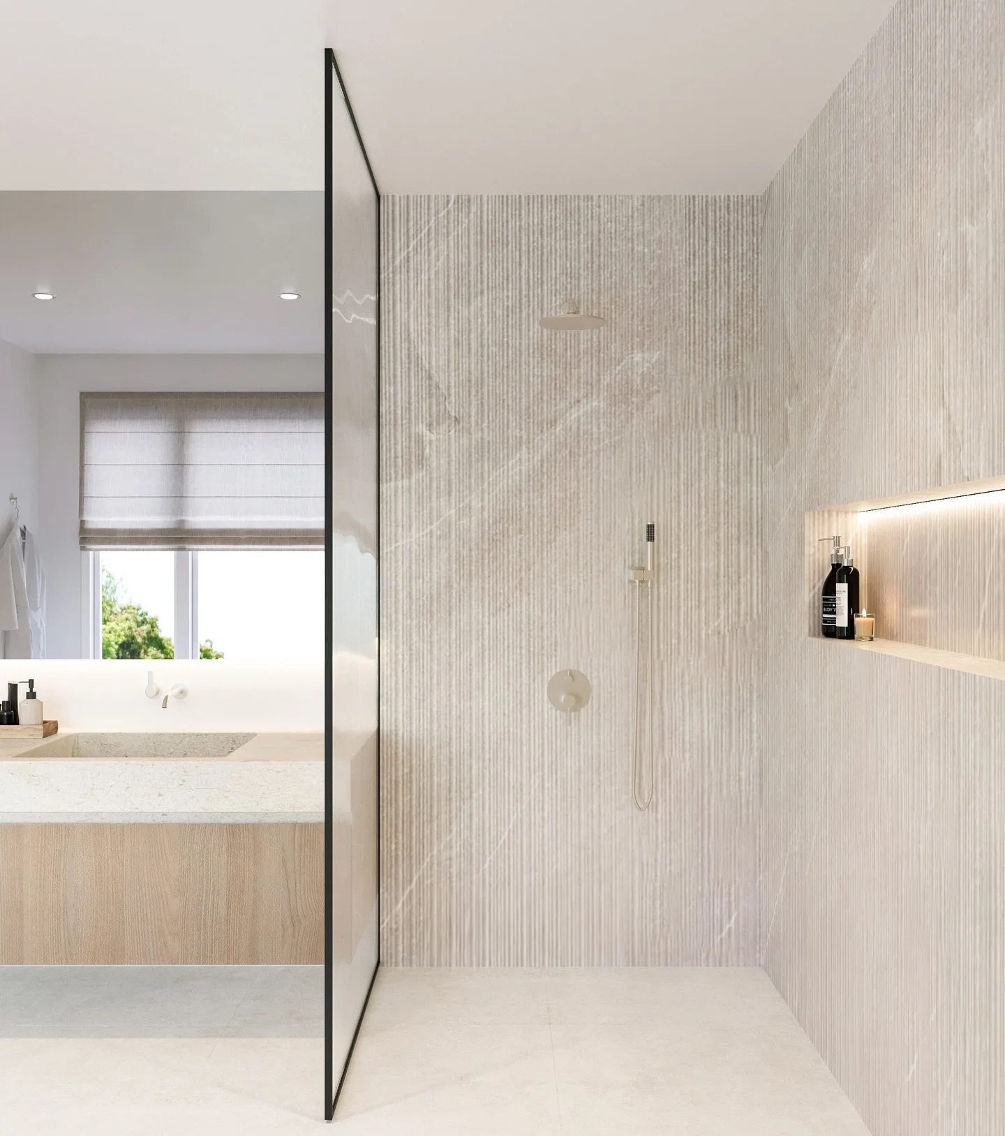 Clean lines, soft light, pure luxury 🛁✨🌴🤍