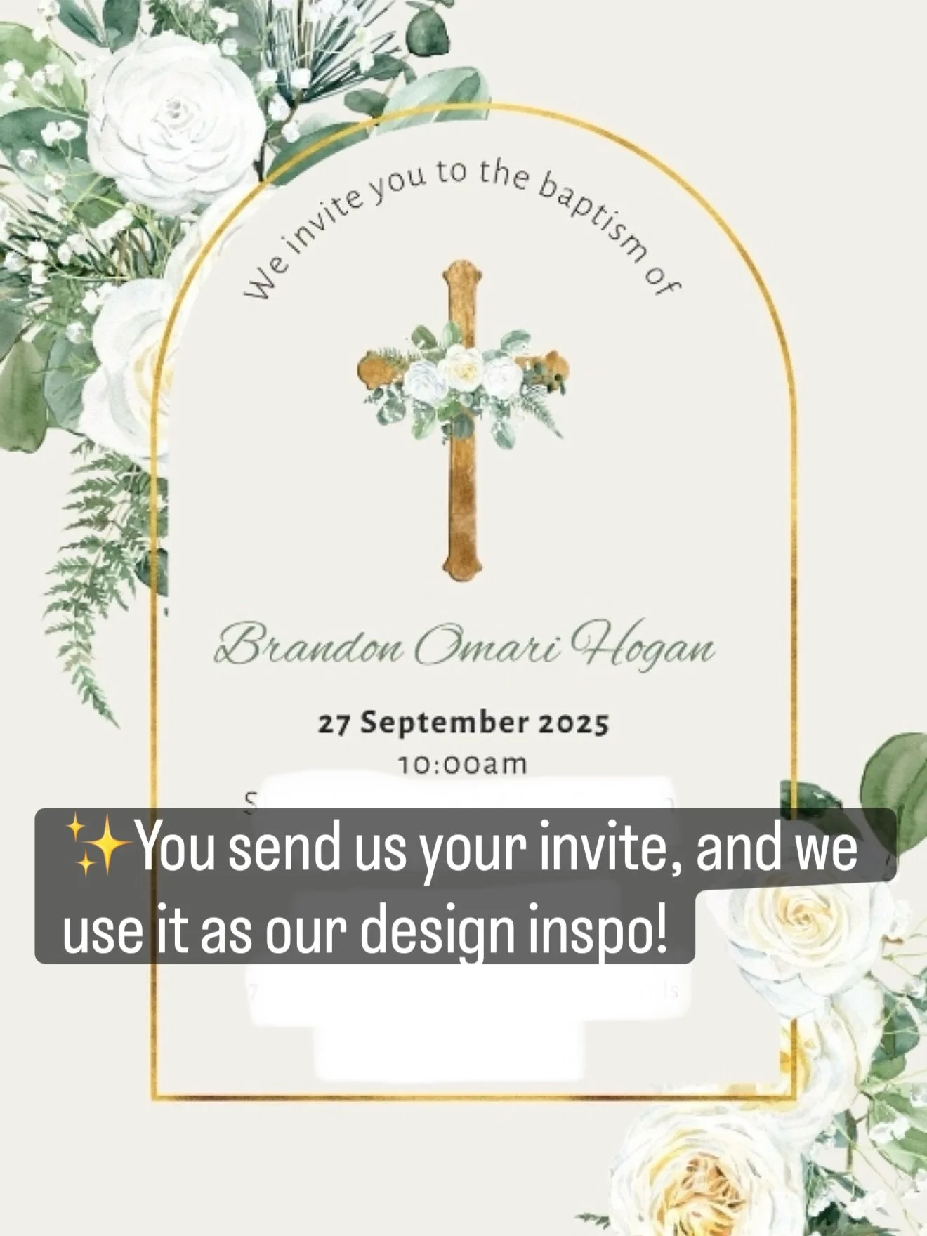 Follow the journey ➡️
From invite to Keepsake 🤍✨
Every Baptism Box we create starts with your inspiration &mdash; often your invitation. From there, we hand-select the perfect ribbon, stitching colours, and fabrics to bring everything together beaut