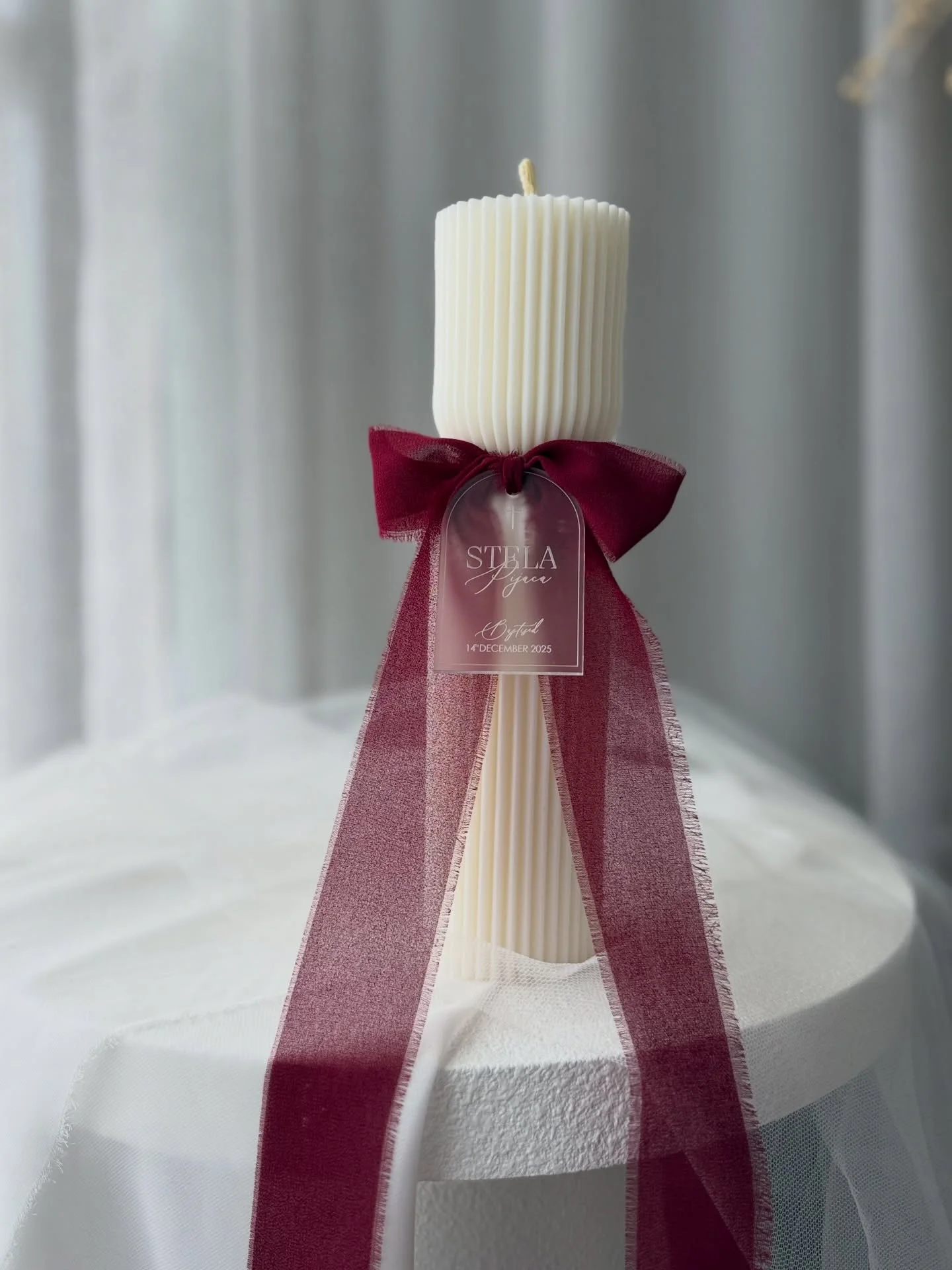 STELA!  Our Stunning hand poured Hourglass Baptism candle!