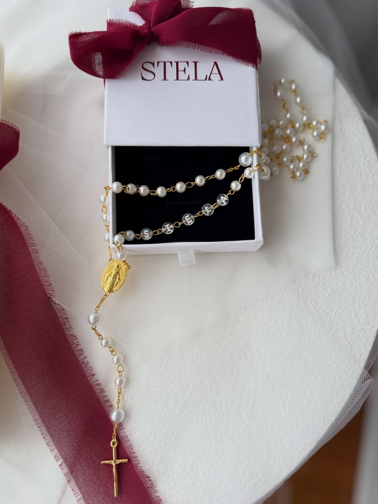 Pearl Personalised Rosary for Stela😍