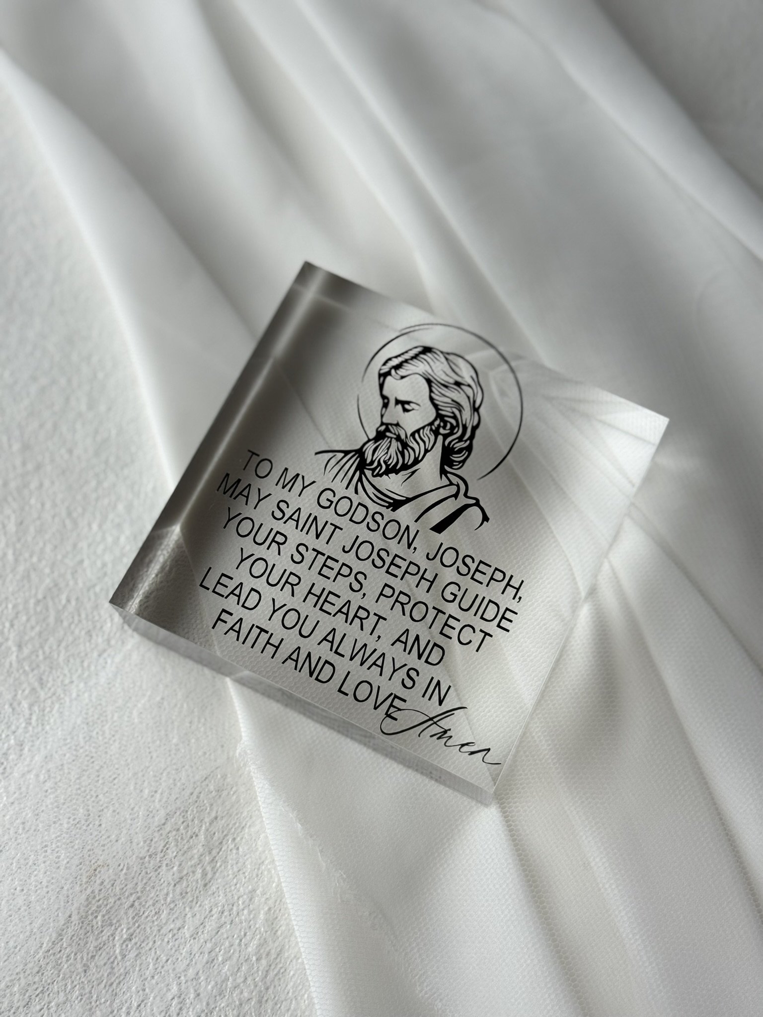 Christening gift personalised saint plaque