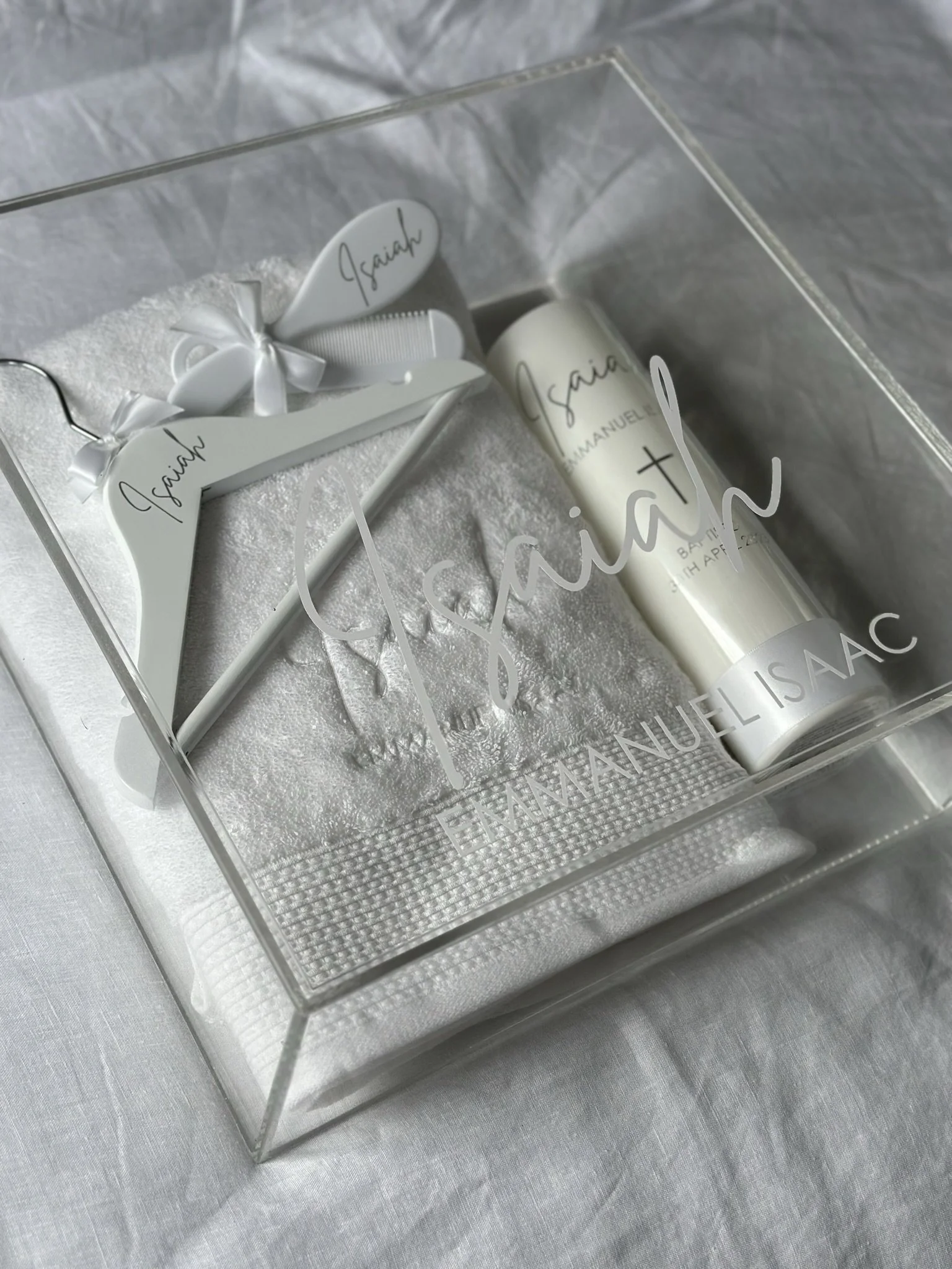 Personalised Acrylic baptism box and candle Australia