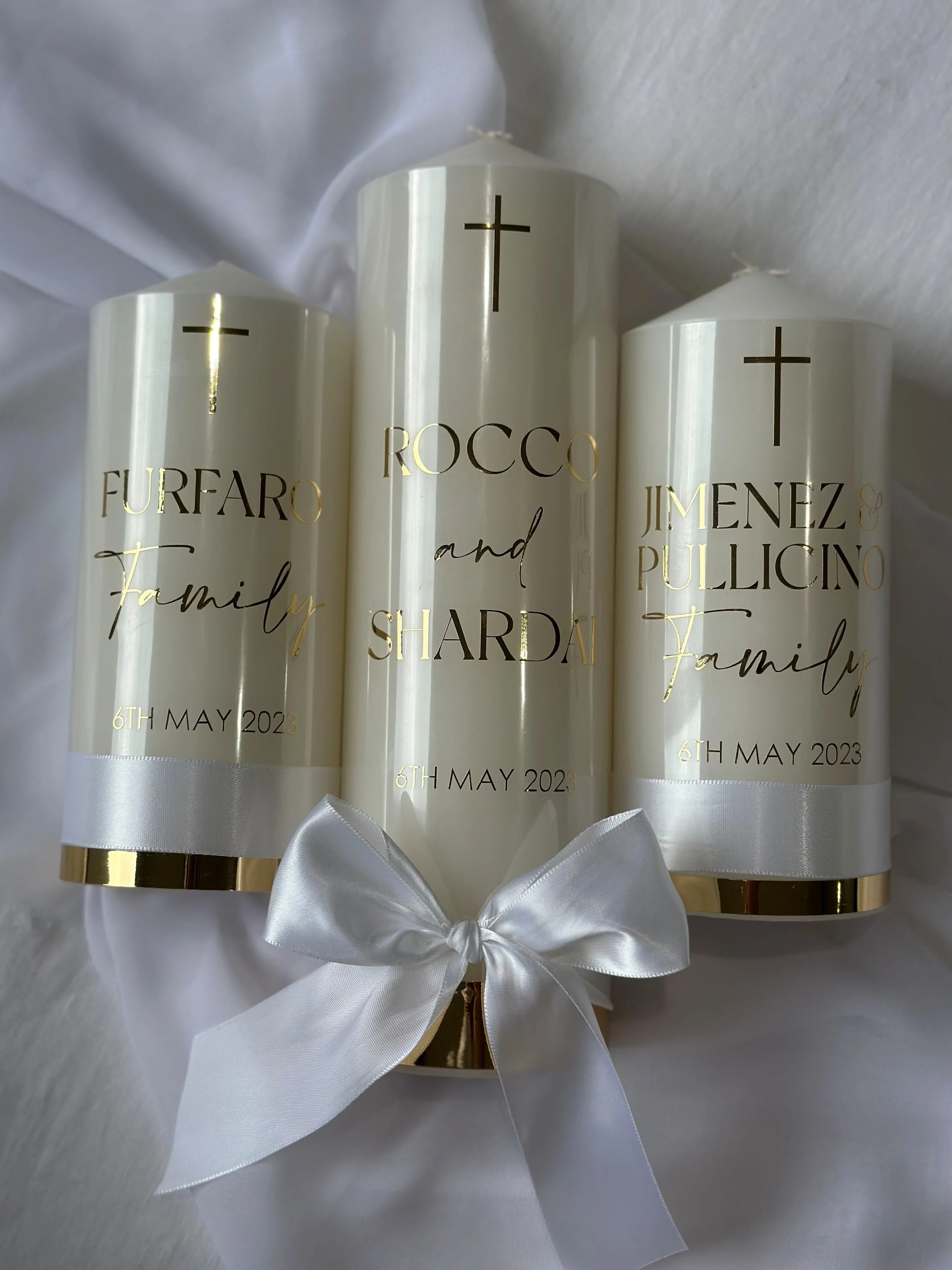 Personalised wedding unity candle with names and date, Custom unity candle set with gift box, Handcrafted wedding candle set with family candles