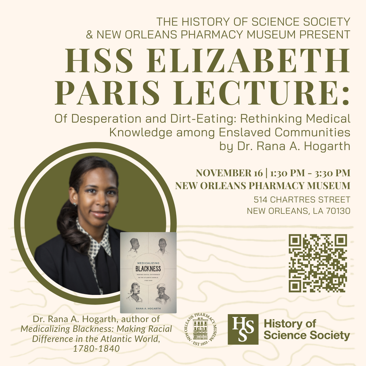 HSS Elizabeth Paris Lecture: Of Desperation and Dirt-Eating: Rethinking Medical Knowledge among Enslaved Communities