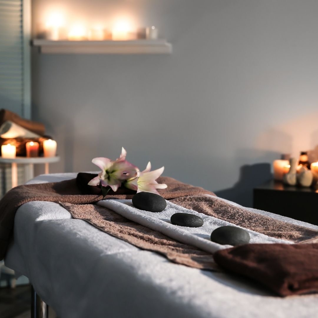 Elegant spa treatment room for Sanctuary Candle