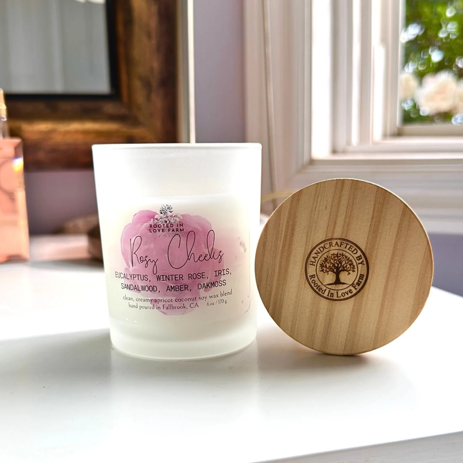 Rosy Cheeks 6 oz candle front view with lid.jpg