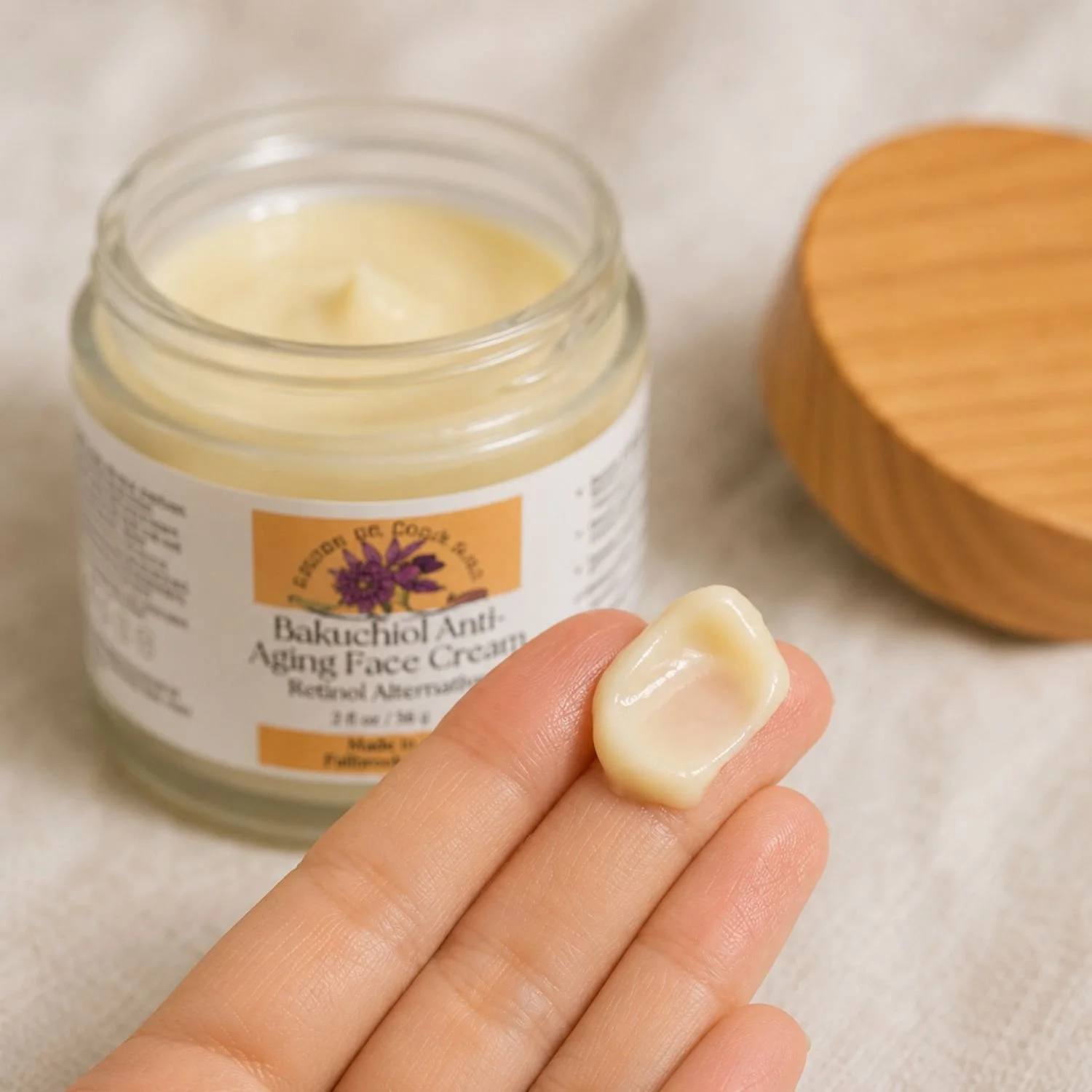 Bakuchiol Face Cream close up of texture on fingers.jpg