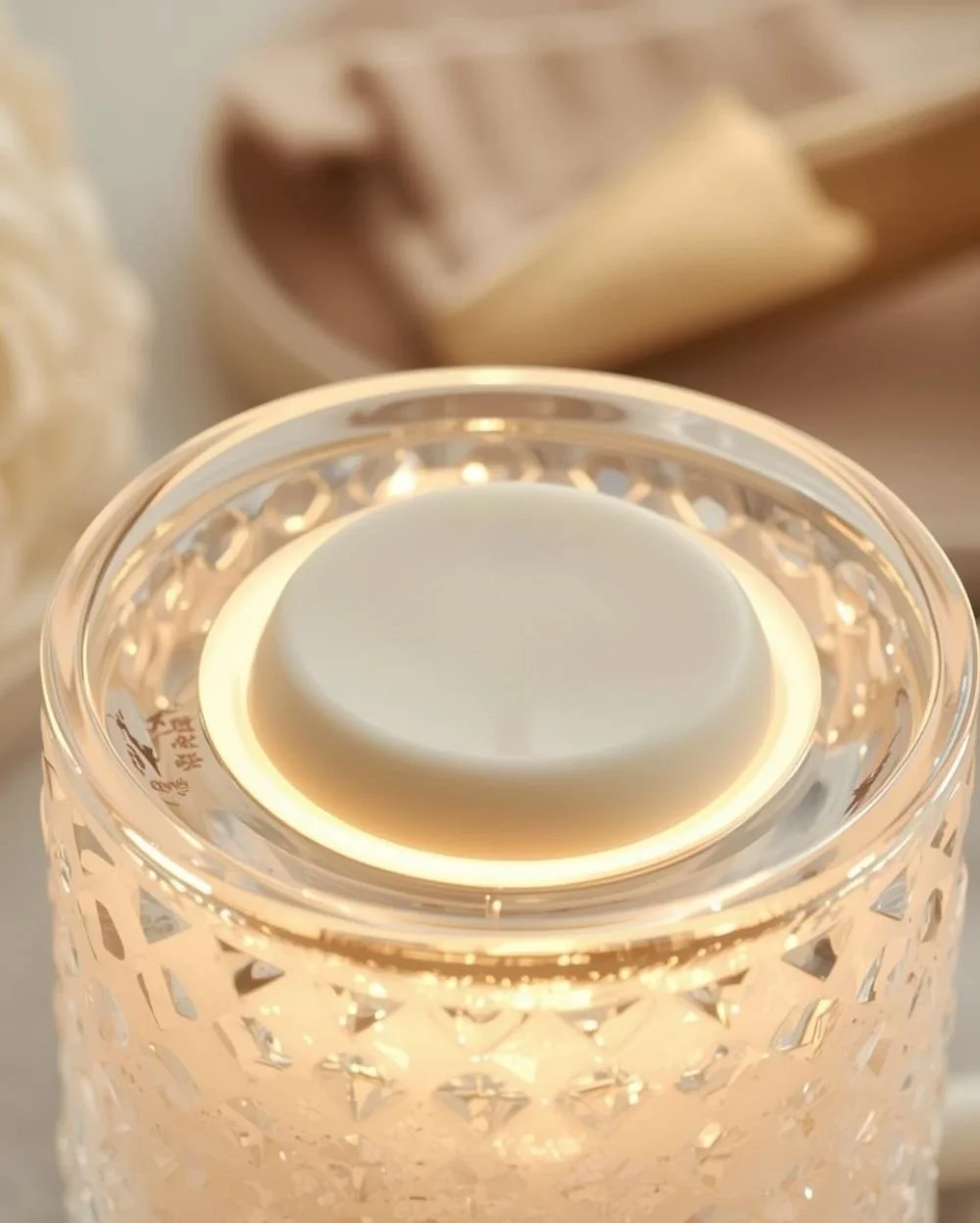 close up of wax melt in electric wax warmer glowing.jpg