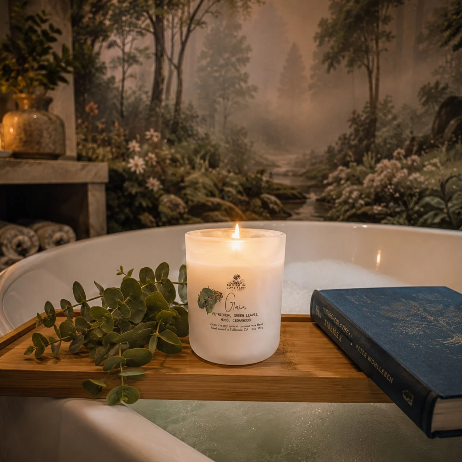 Gaia 10 oz lit in bathroom with forest mural.jpg