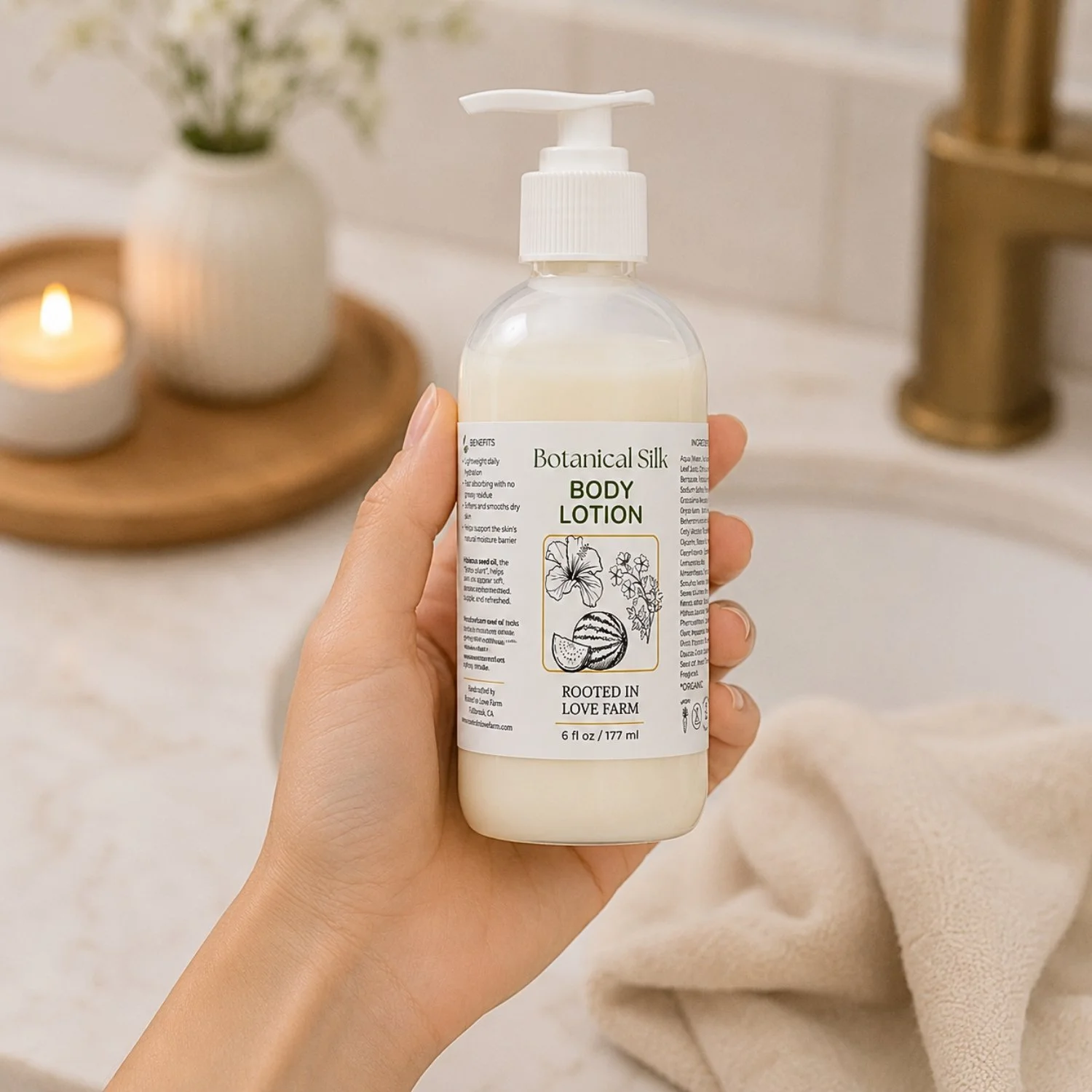 Botanical Silk Body Lotion held in hand.jpg