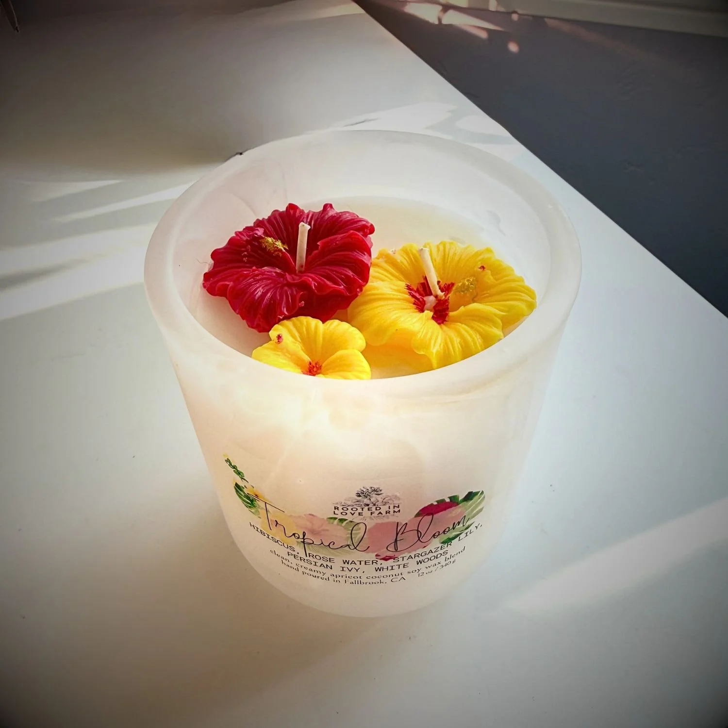 Tropical Bloom Candle 12 oz top with vignette.jpg