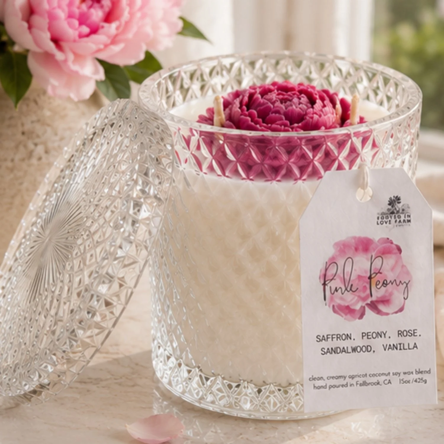 Pink Peony Candle